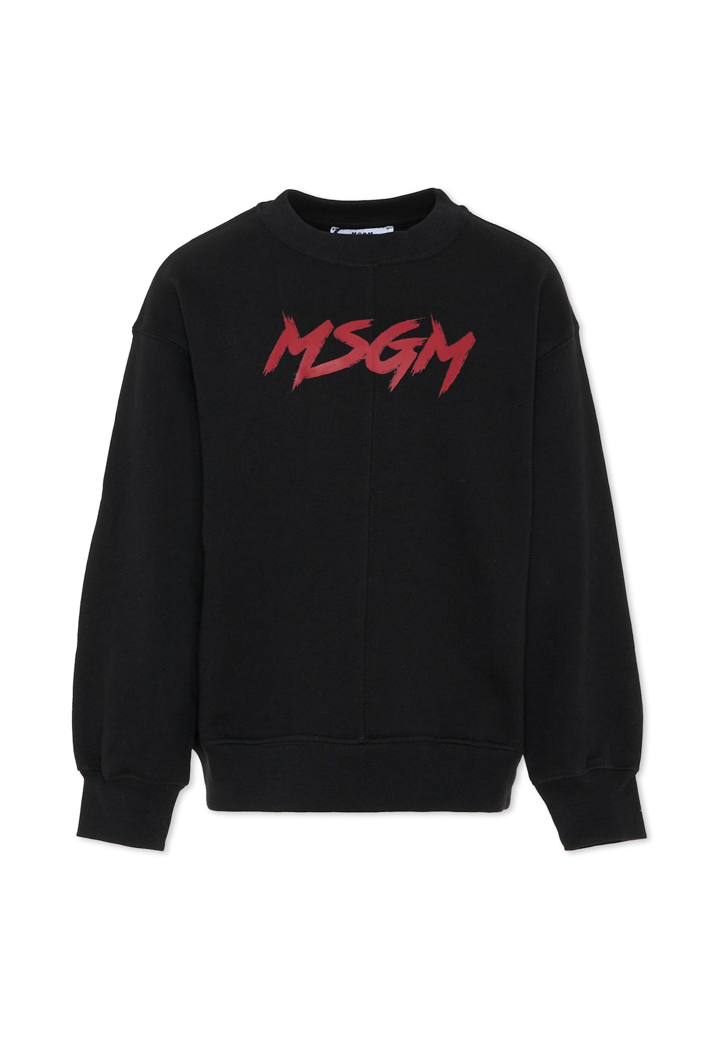 Msgm Black Sweatshirt For Kids With White Logo In Black