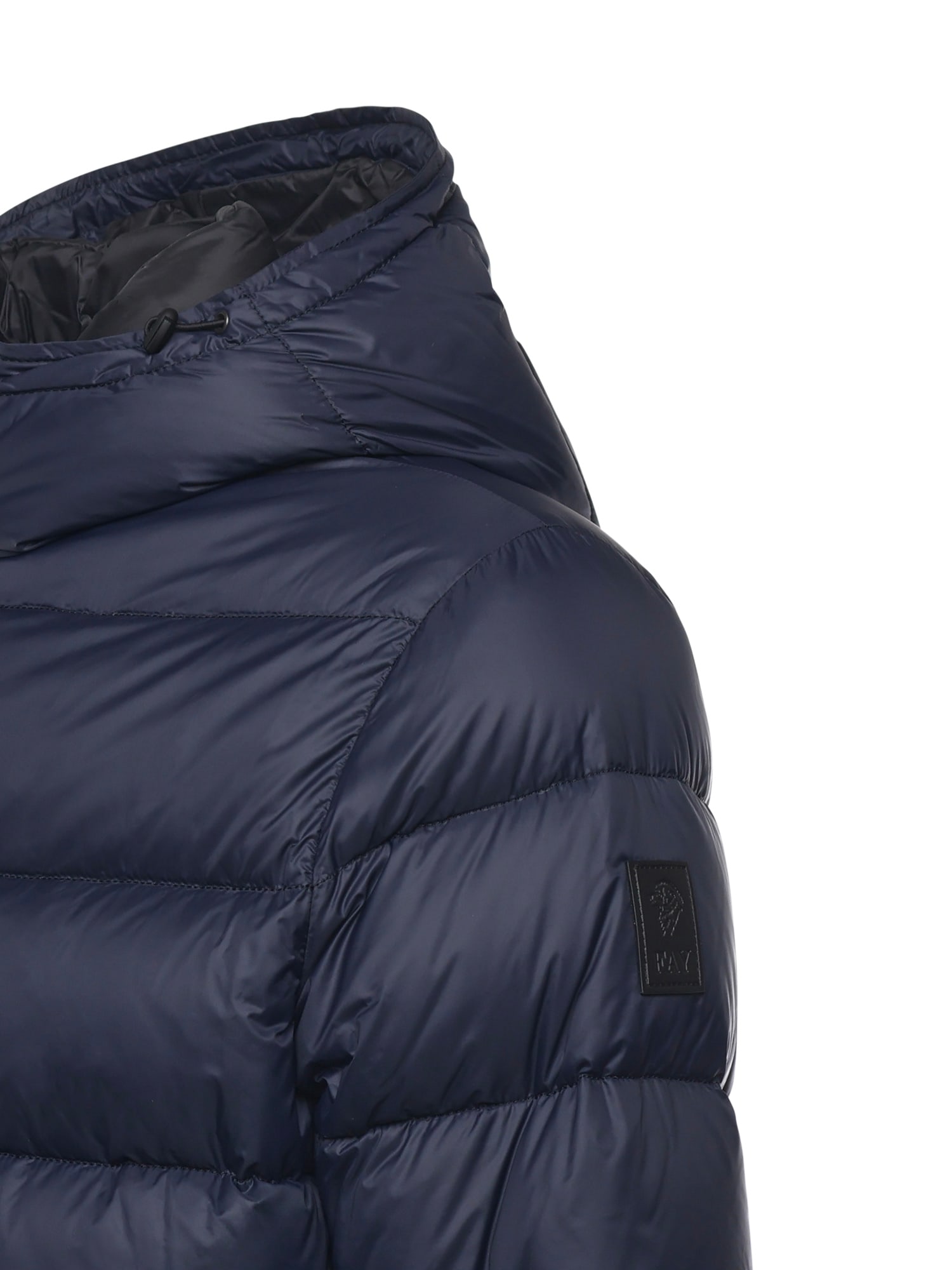 Fay Double-front Down Jacket In Calendered Poplin In Blue