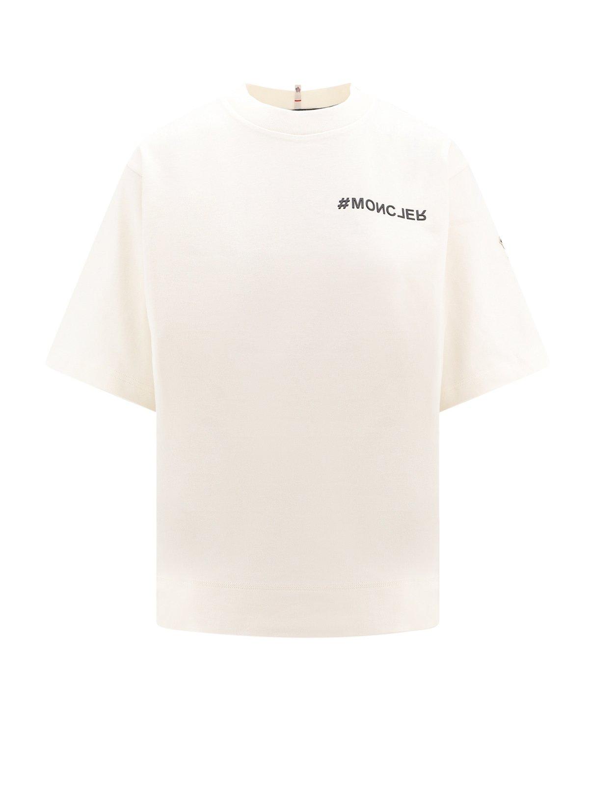 Shop Moncler Logo Printed Crewneck T-shirt In White