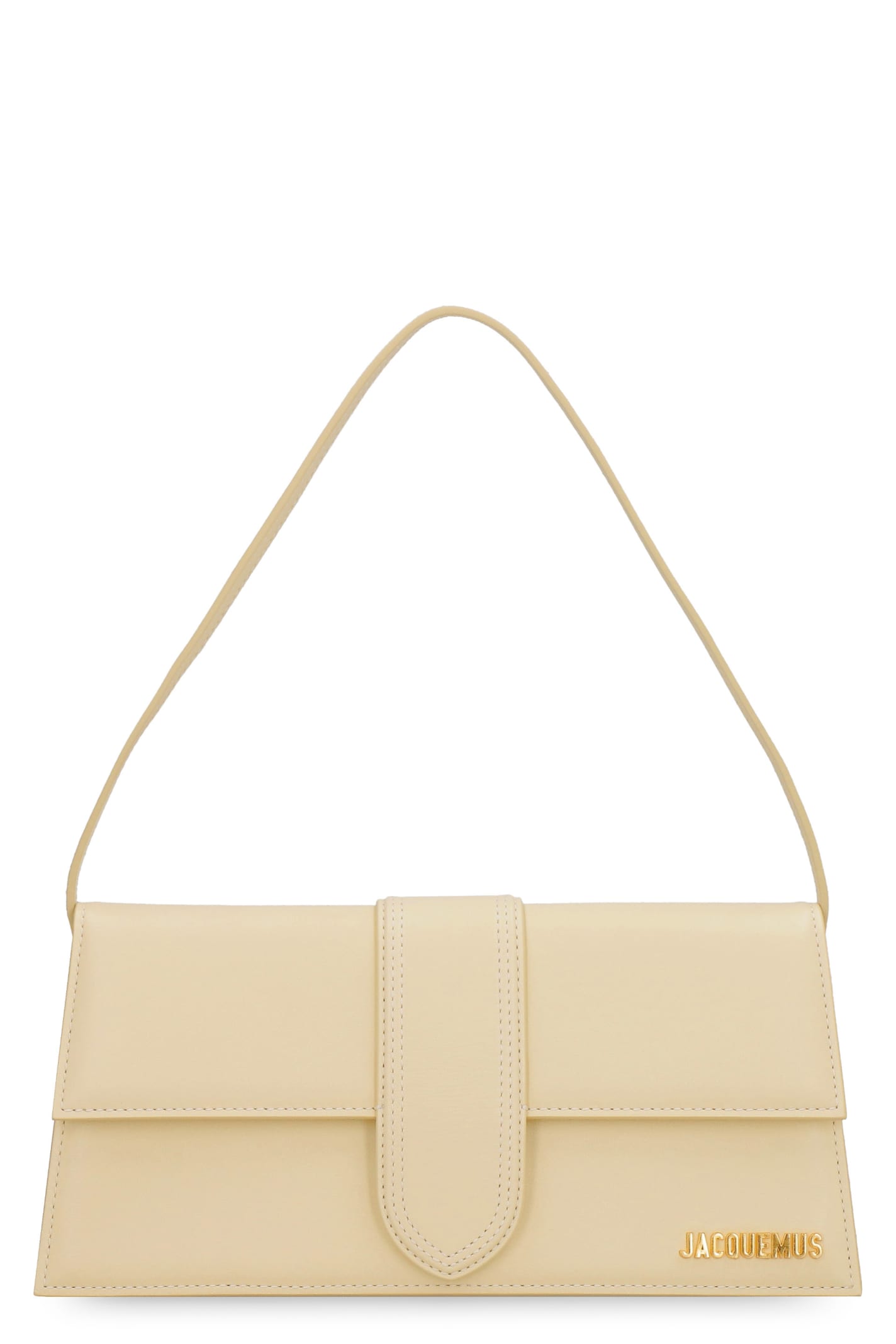 Shop Jacquemus Le Bambino Long Leather Shoulder Bag In Ivory
