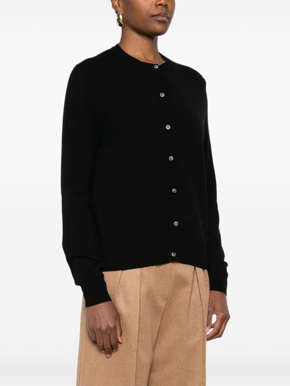 Goat Soft Crewneck Cardigan In Black