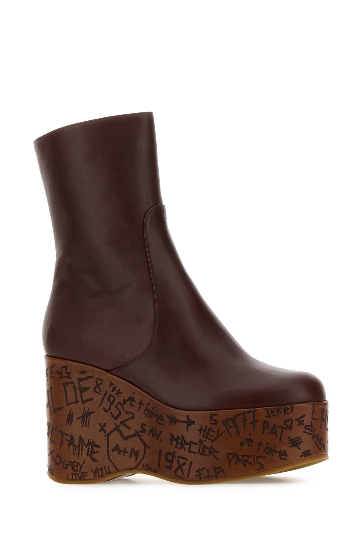 Chloé Chloe Chocolate Leather Maxime Wedges In Brown