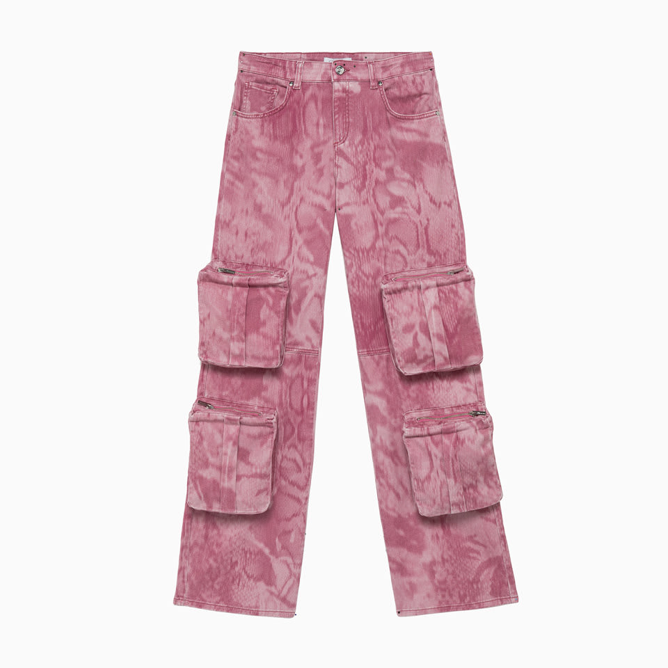 Blumarine Camouflage Cargo Pants In Pink
