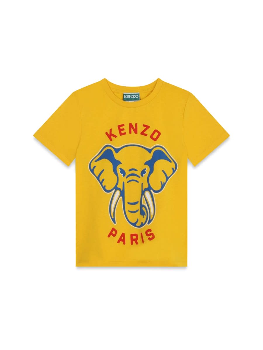 Kenzo Kids' Felpa Con Cappuccio In Yellow