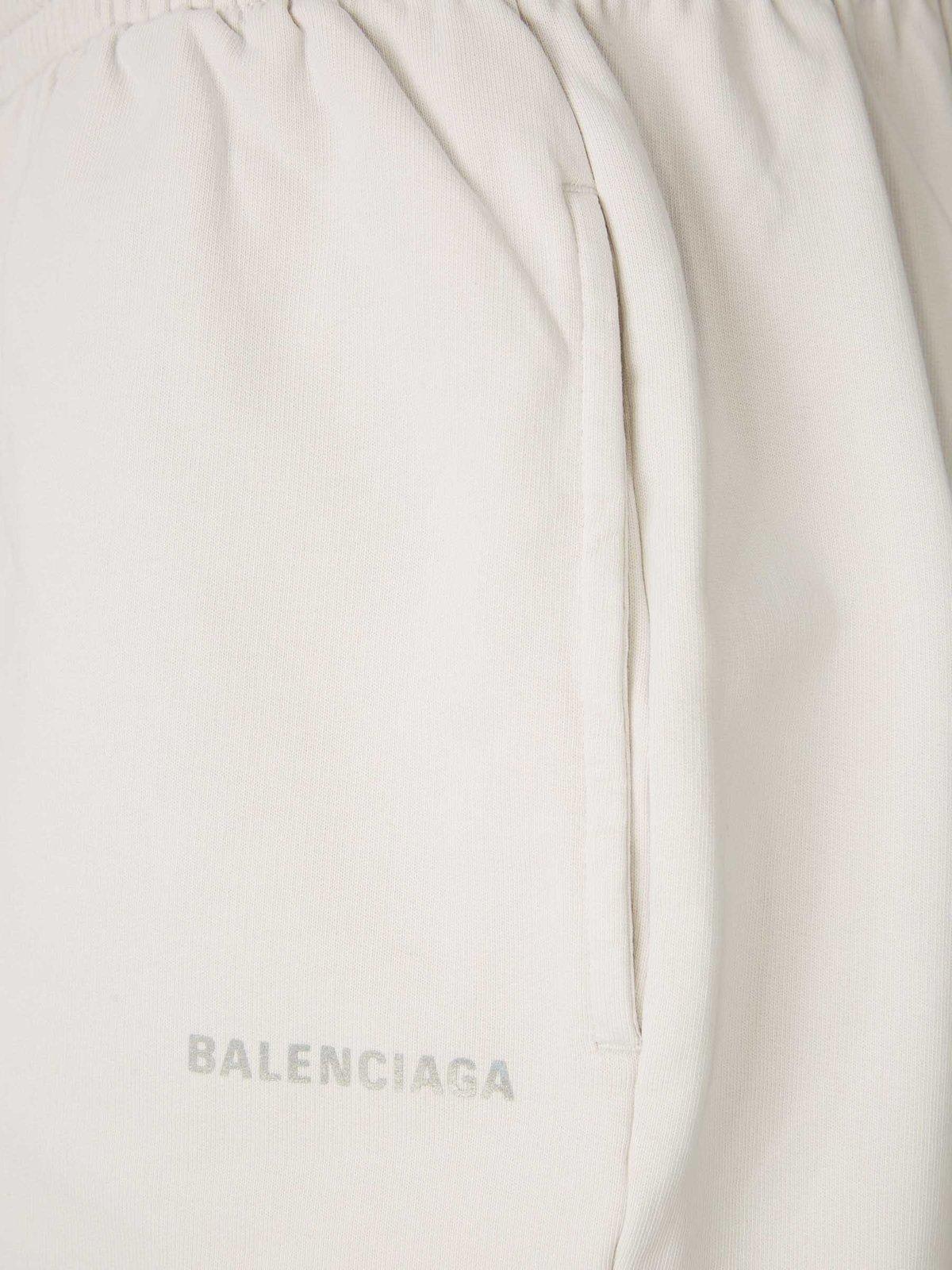 Shop Balenciaga Logo Printed Elastic Waistband Track Shorts In Grey