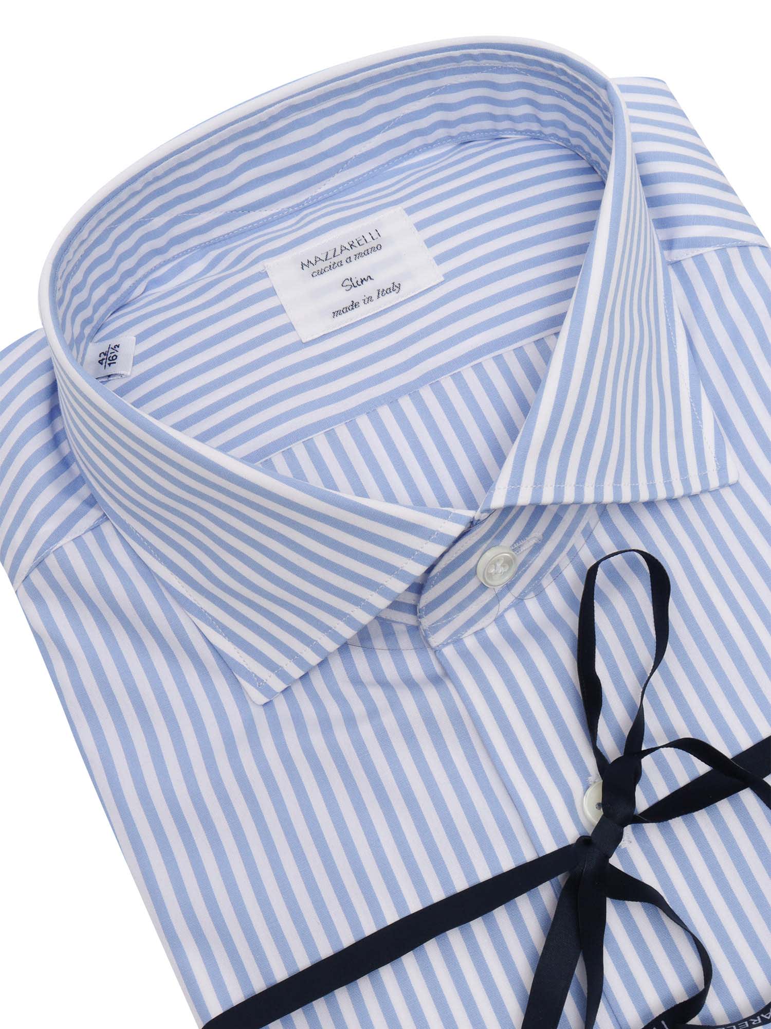 Shop Mazzarelli Slim Fit Striped Shirt In Light Blue
