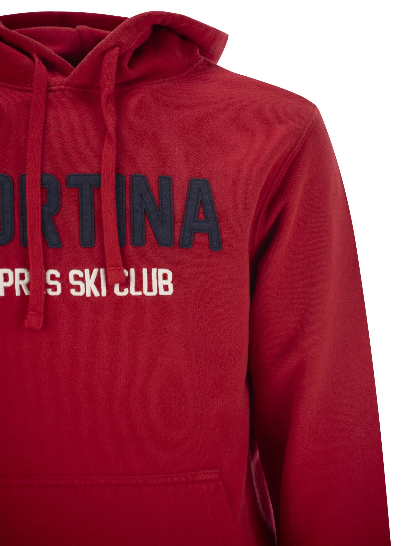 Shop Mc2 Saint Barth Mens Red Tribeca Sweatshirt With Cortina Apres Ski Club Logo Embroidery In Red/blue