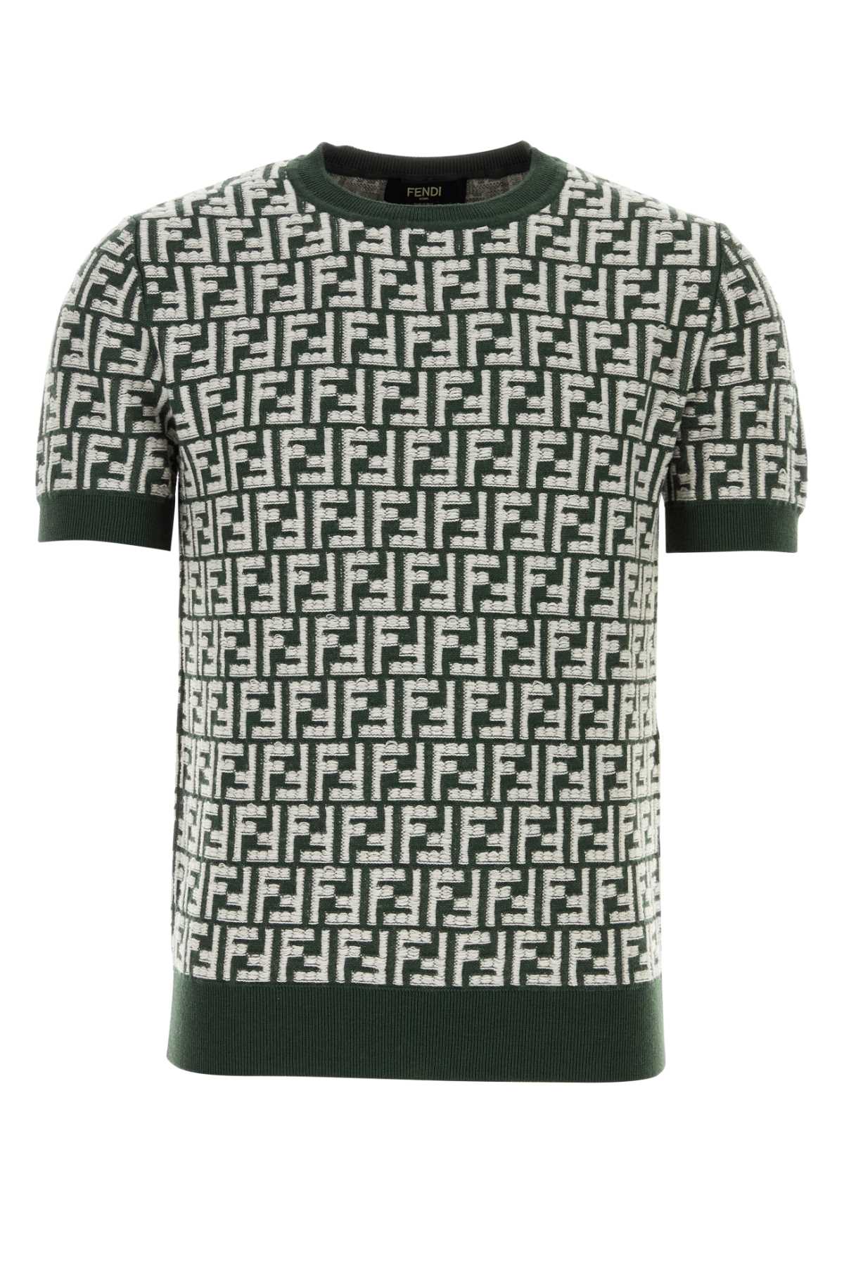 Shop Fendi Embroidered Wool Sweater In Greenmint