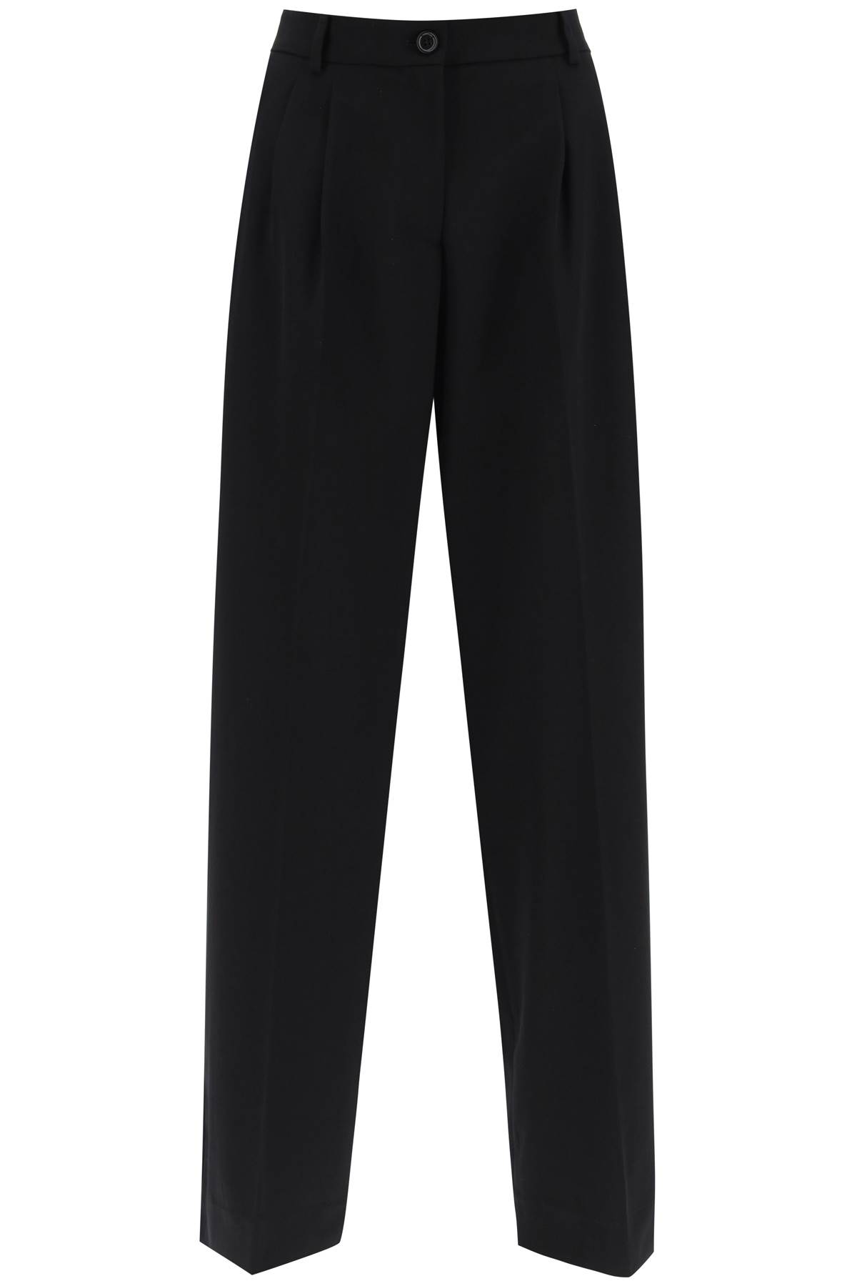 Shop Dolce & Gabbana Stretch Wool Wide Leg Trousers In Nero (black)