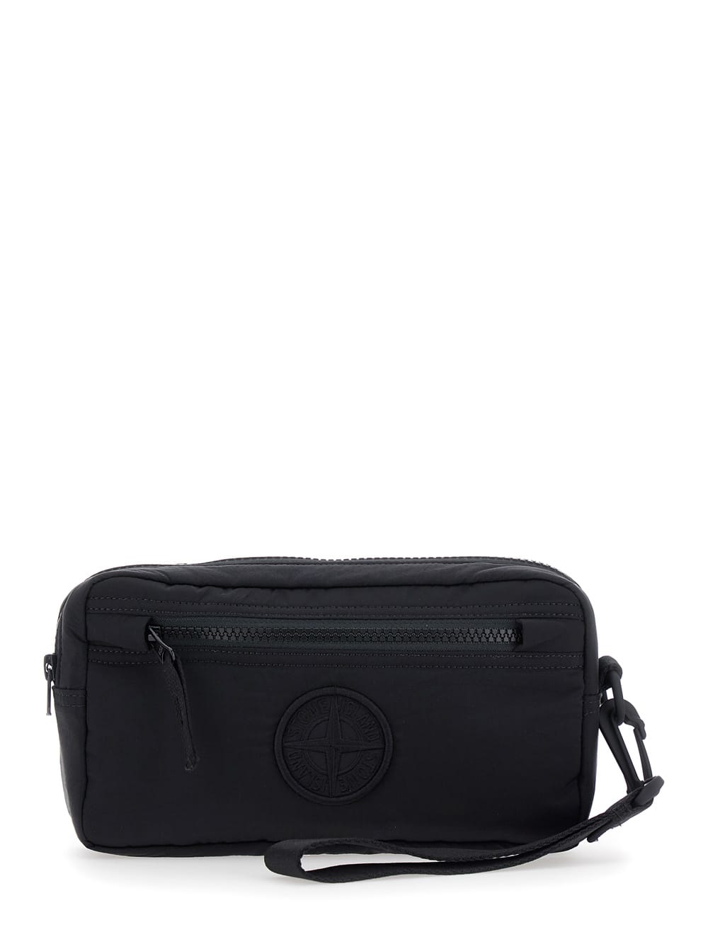 Black Clutch With Logo Embroidery On The Front In Tech Fabric Man