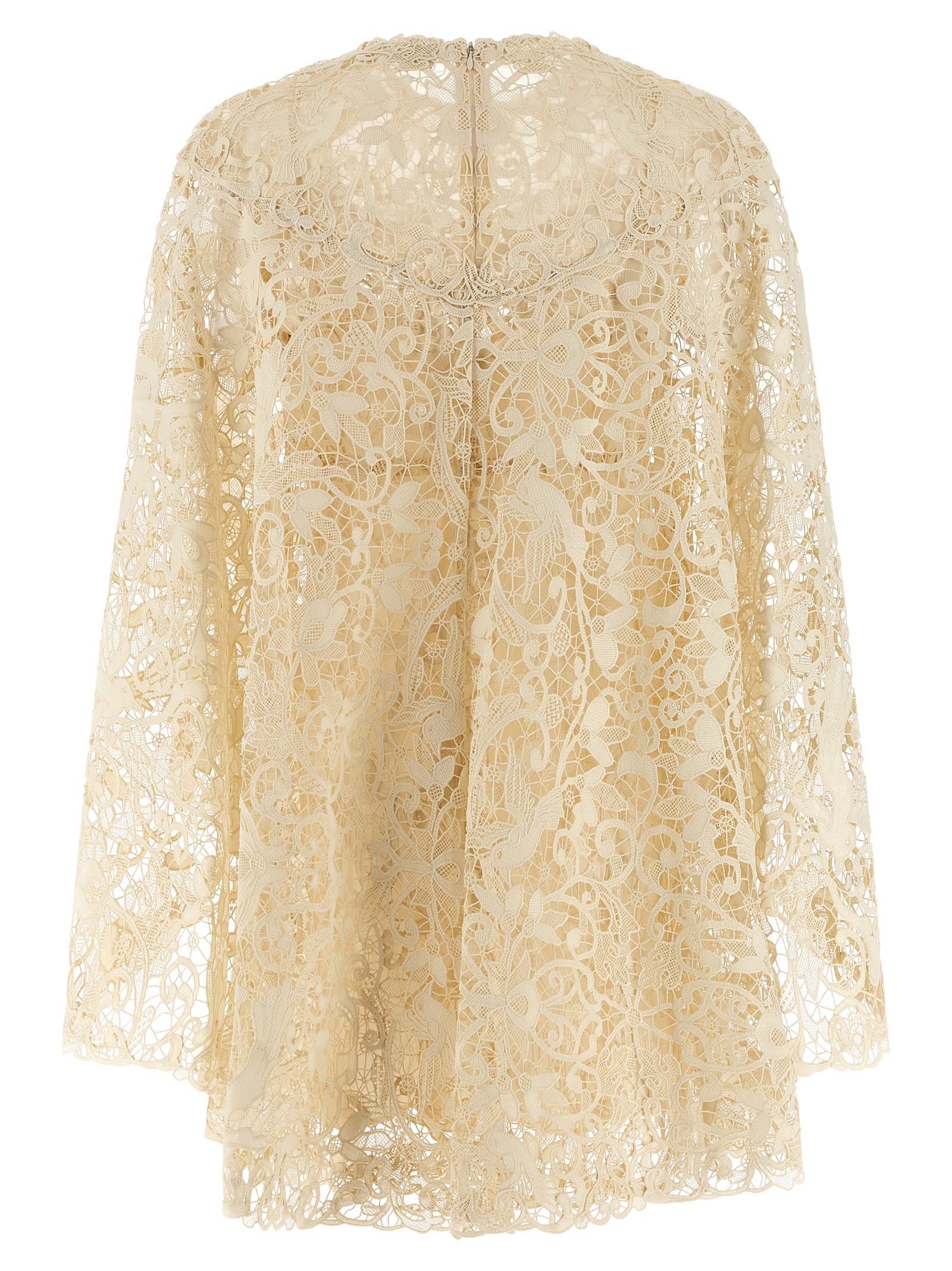 Zimmermann Memento Bird Lace Mini Dresses Beige In Gold