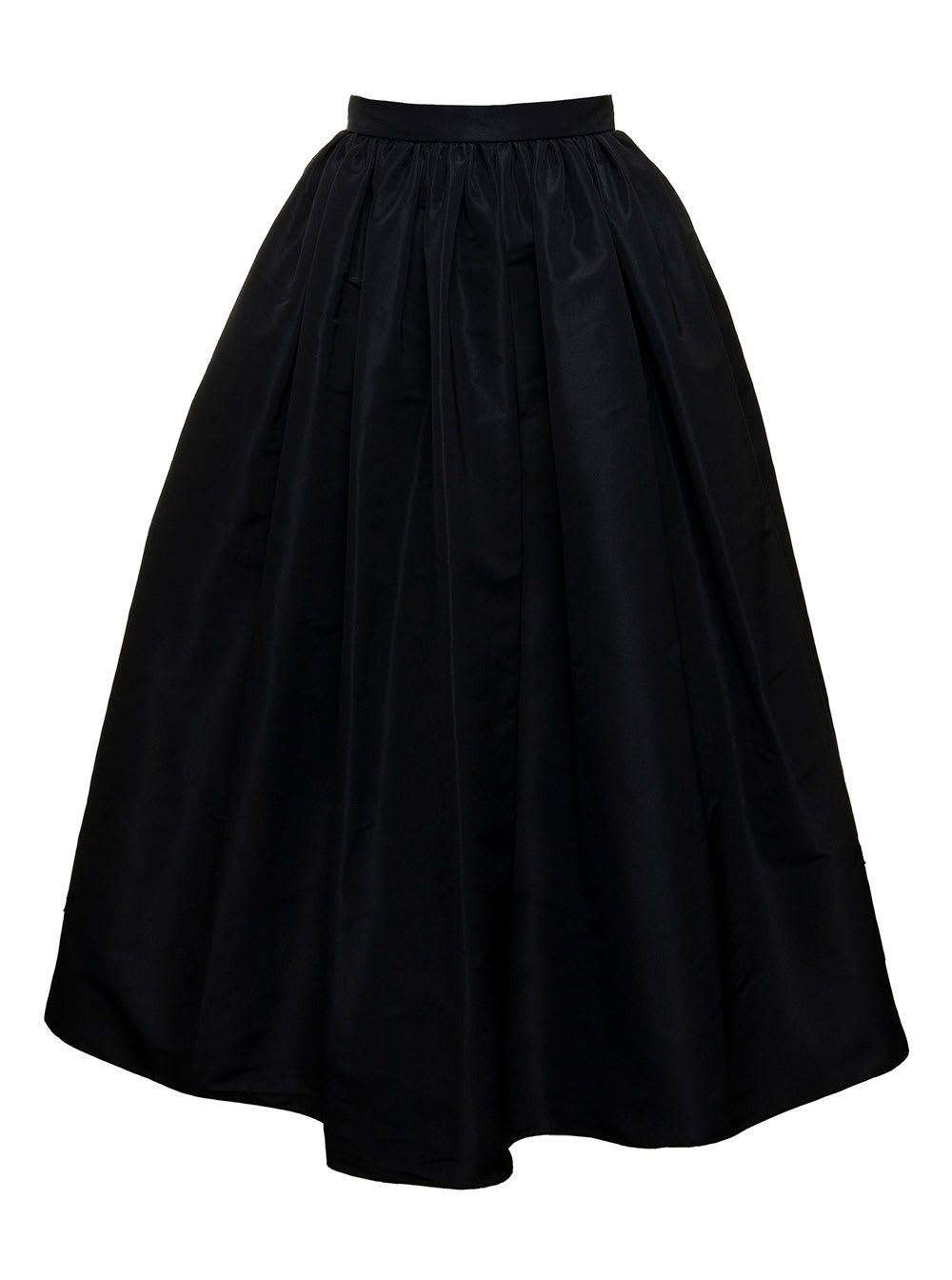 Alexander McQueen Womans Black Curled Polyfaille Midi Skirt