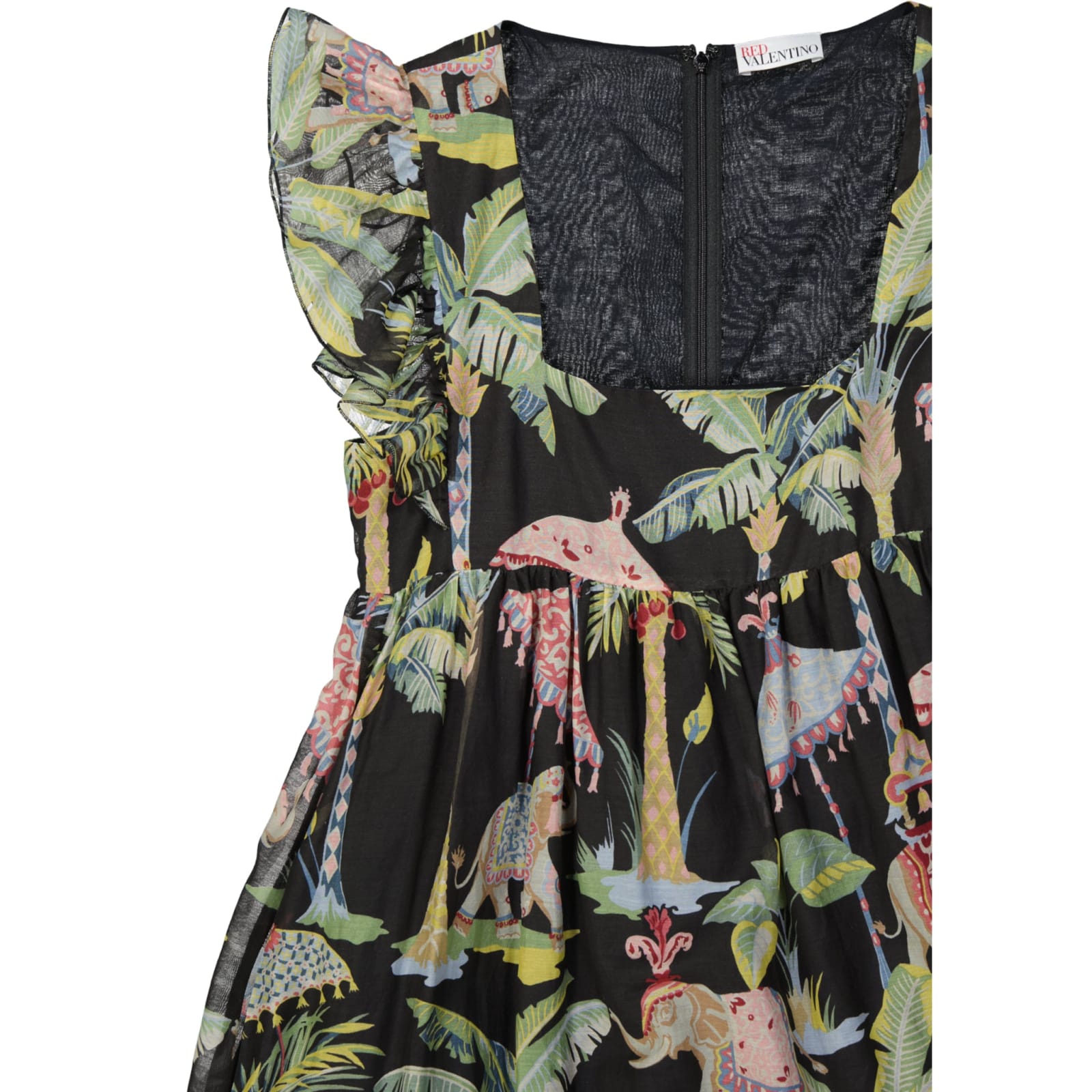 Shop Red Valentino Red Cotton Printed Dress In Black