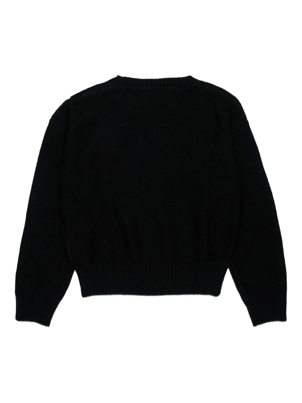 N°21 Pullover In Misto Lana Con Bottoni Gioiello In Black