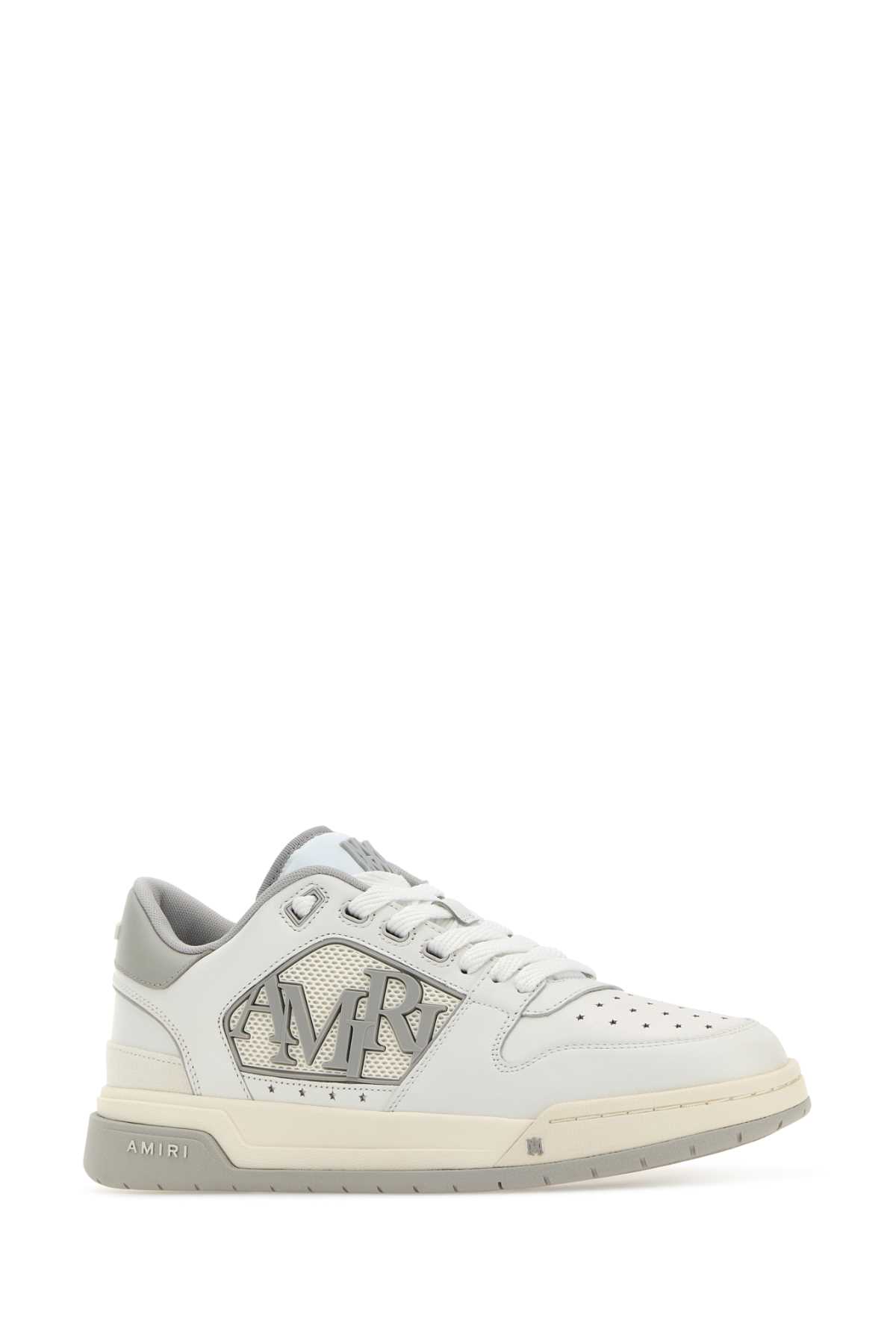 Amiri Two-tone Leather Classic Low Sneakers In Whitegrey