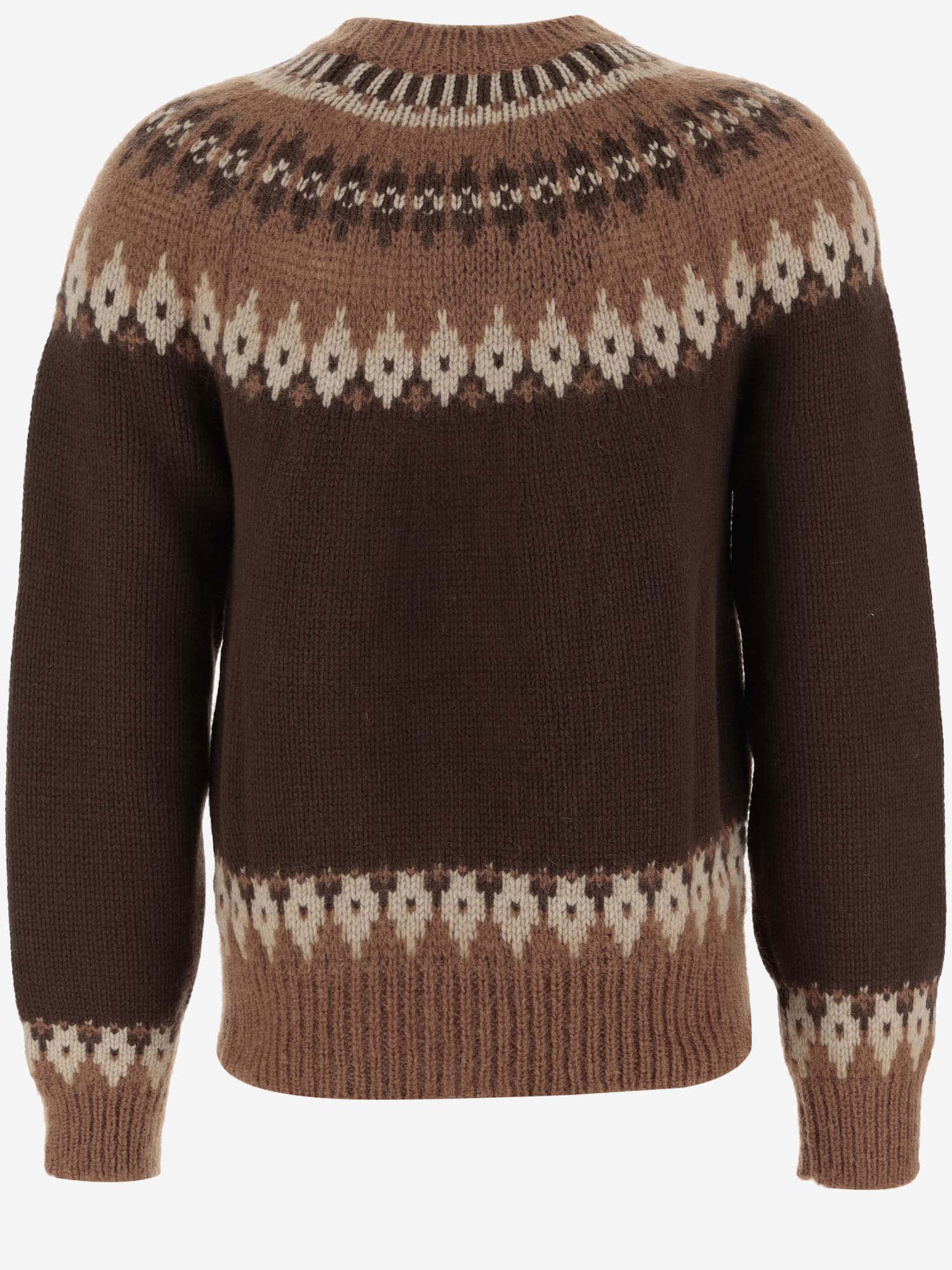 Shop Dsquared2 Wool Blend Sweater With Geometric Pattern In Red