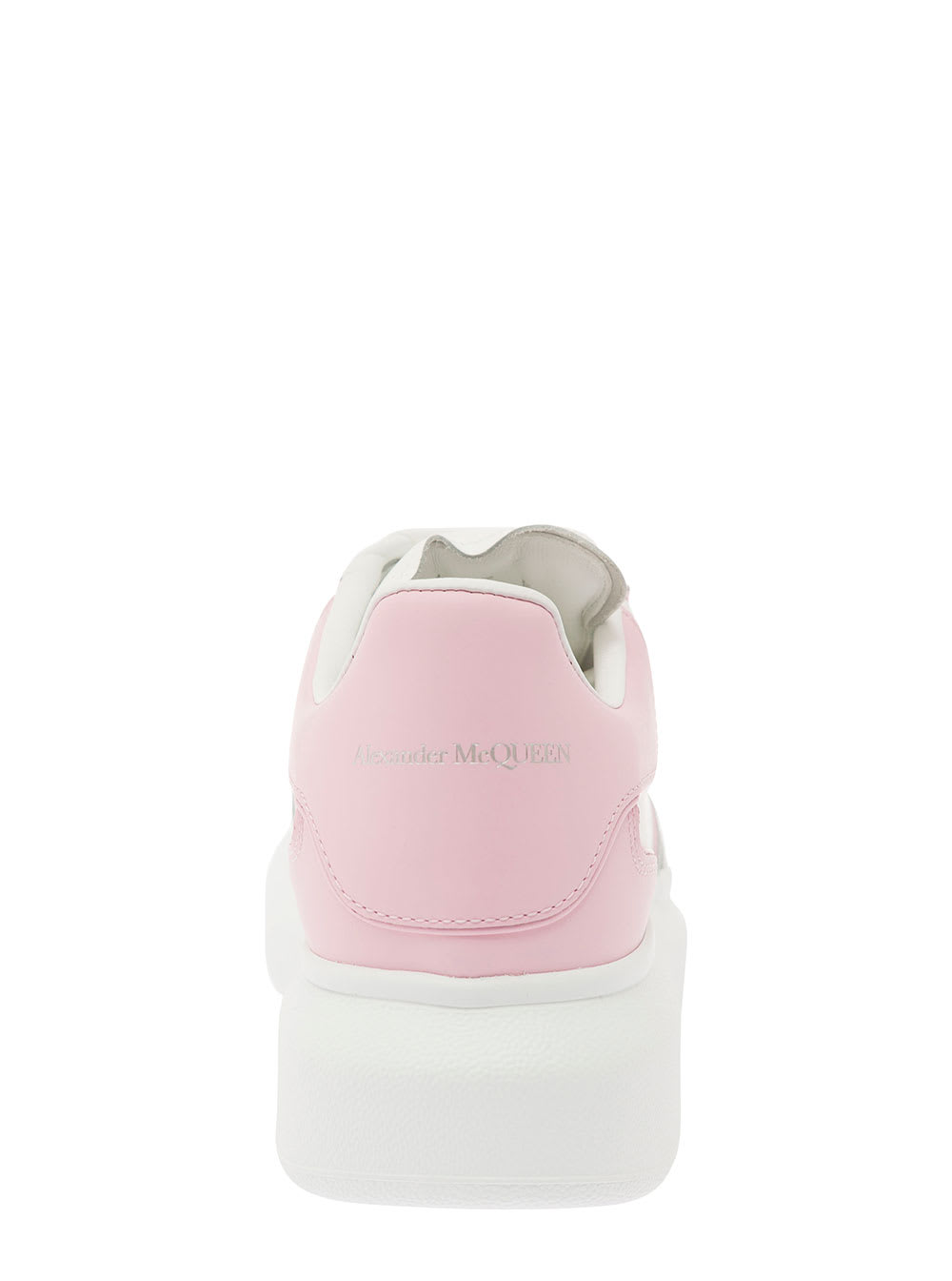 Shop Alexander Mcqueen White And Pink Low Top Sneakers With Logo Detail In Leather Woman