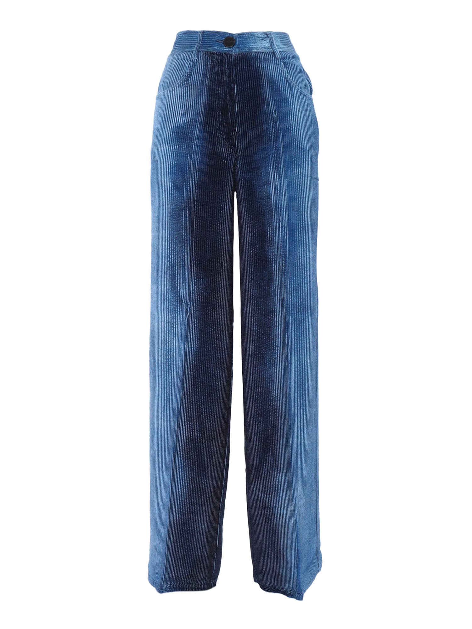 Shop Forte Forte Wide Leg Trousers In Degrad Velvet Denim In Multicolor