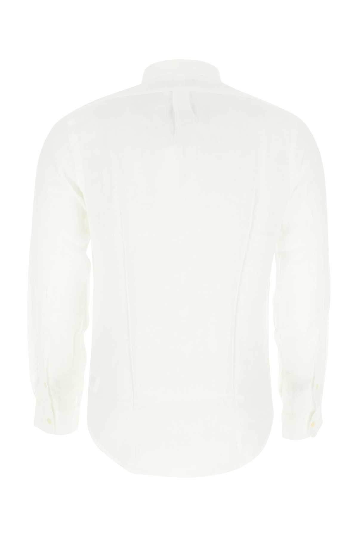 Shop Polo Ralph Lauren White Linen Shirt In 002