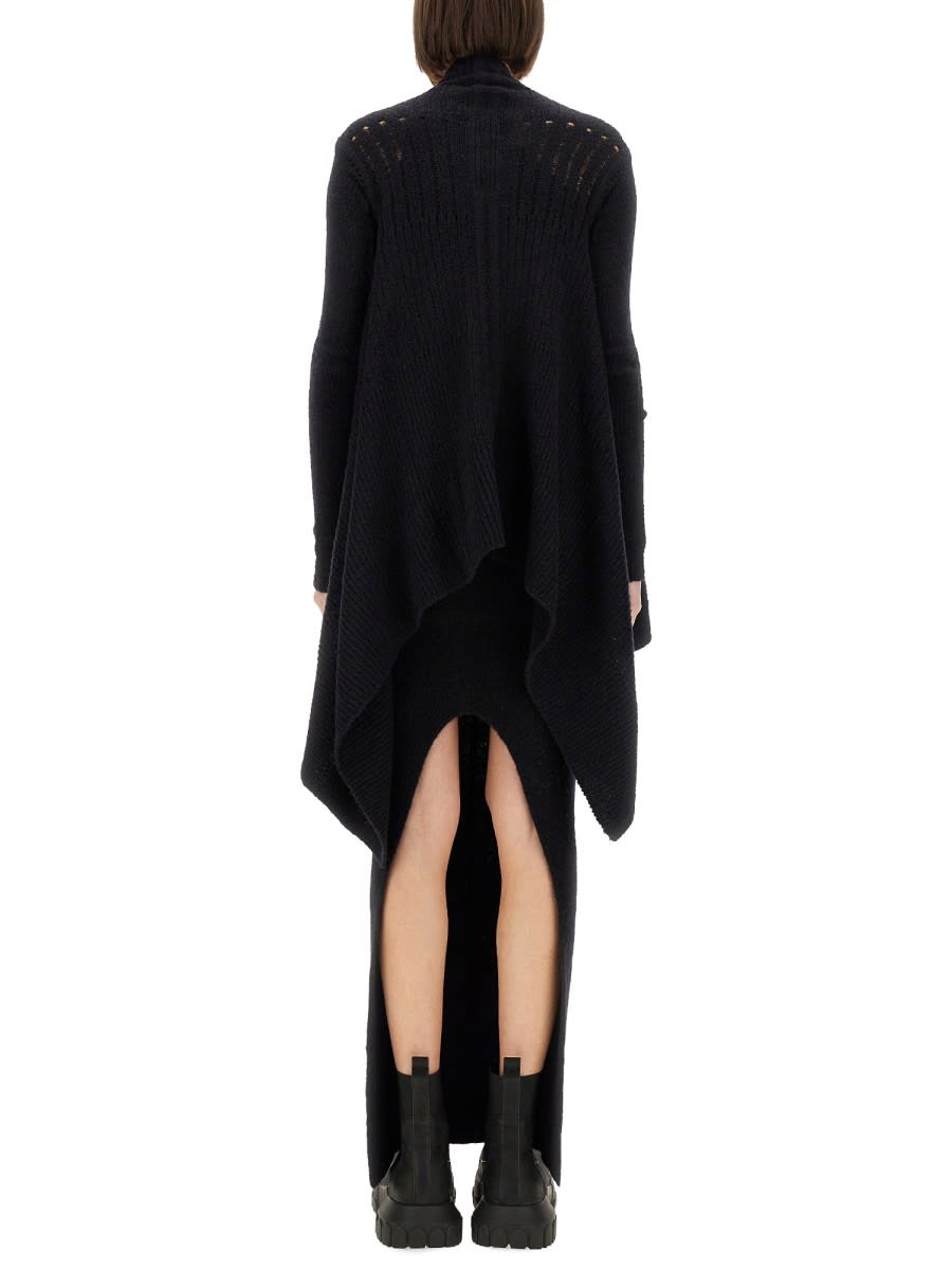 Rick Owens Draped Hem Knit Cardigan In Black