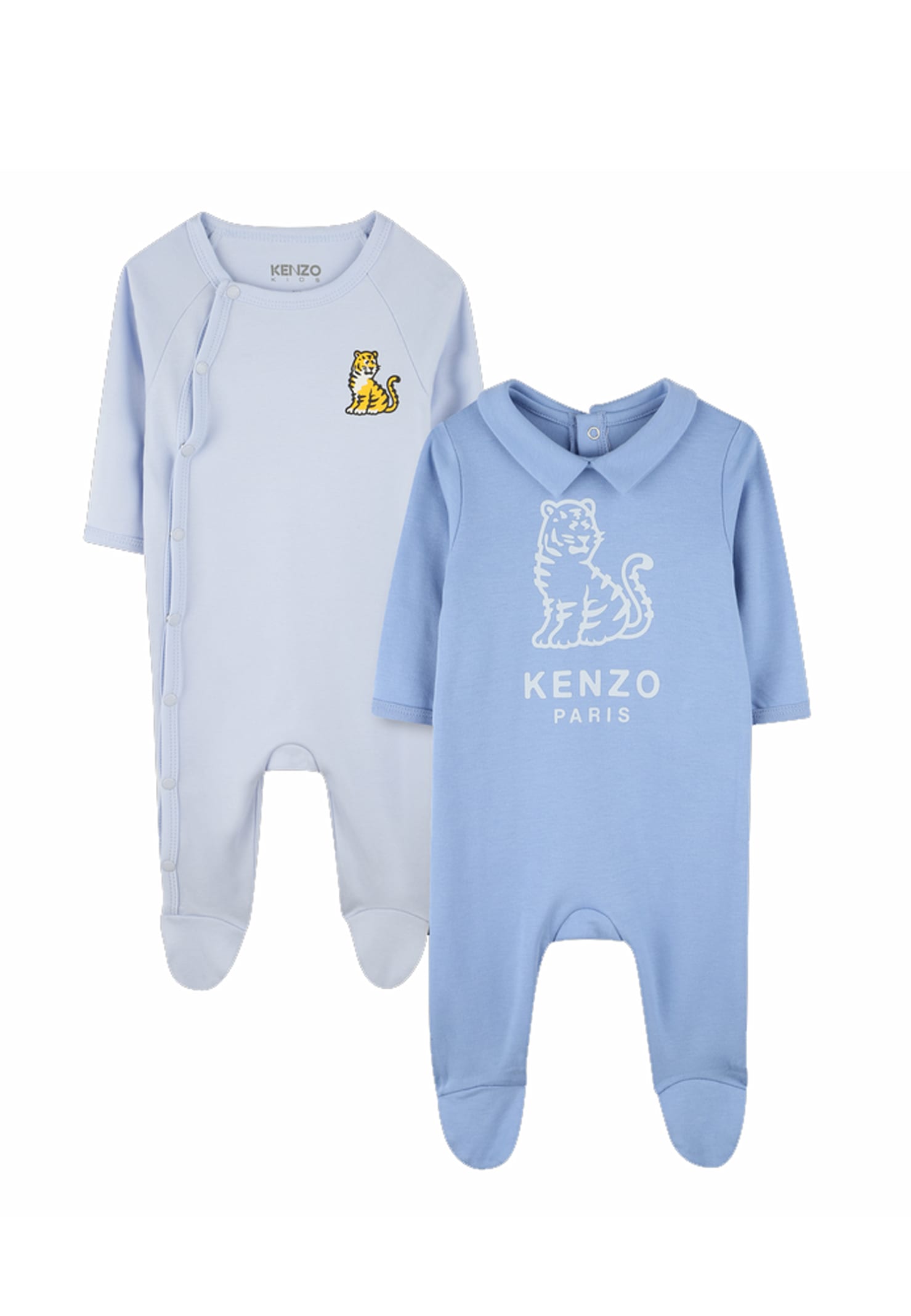 Kenzo Light Blue Babygrow Set For Baby Boy With Kotora In Blue
