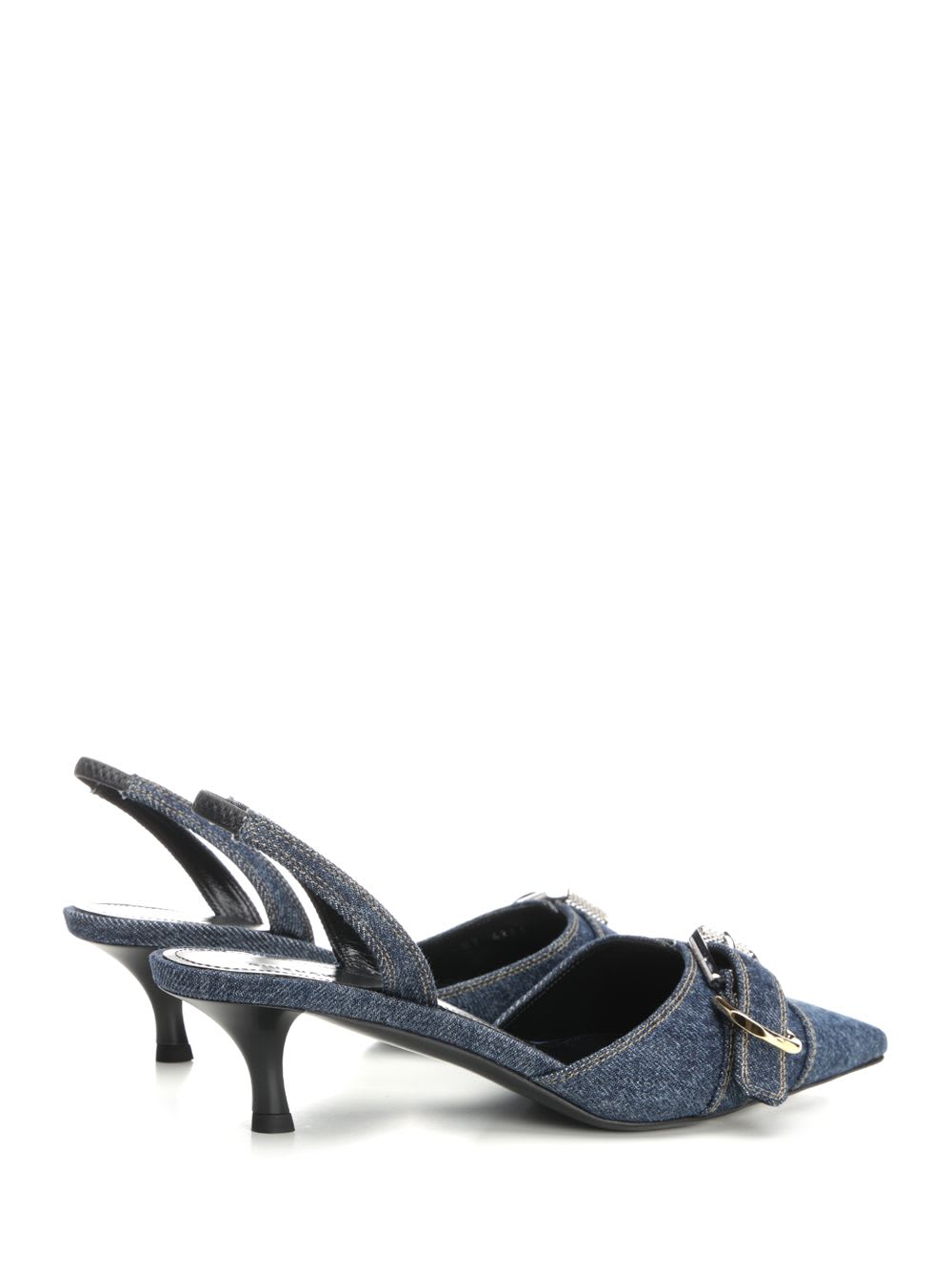 Givenchy Voyou Denim Buckle Slingback Pumps In Darkblue