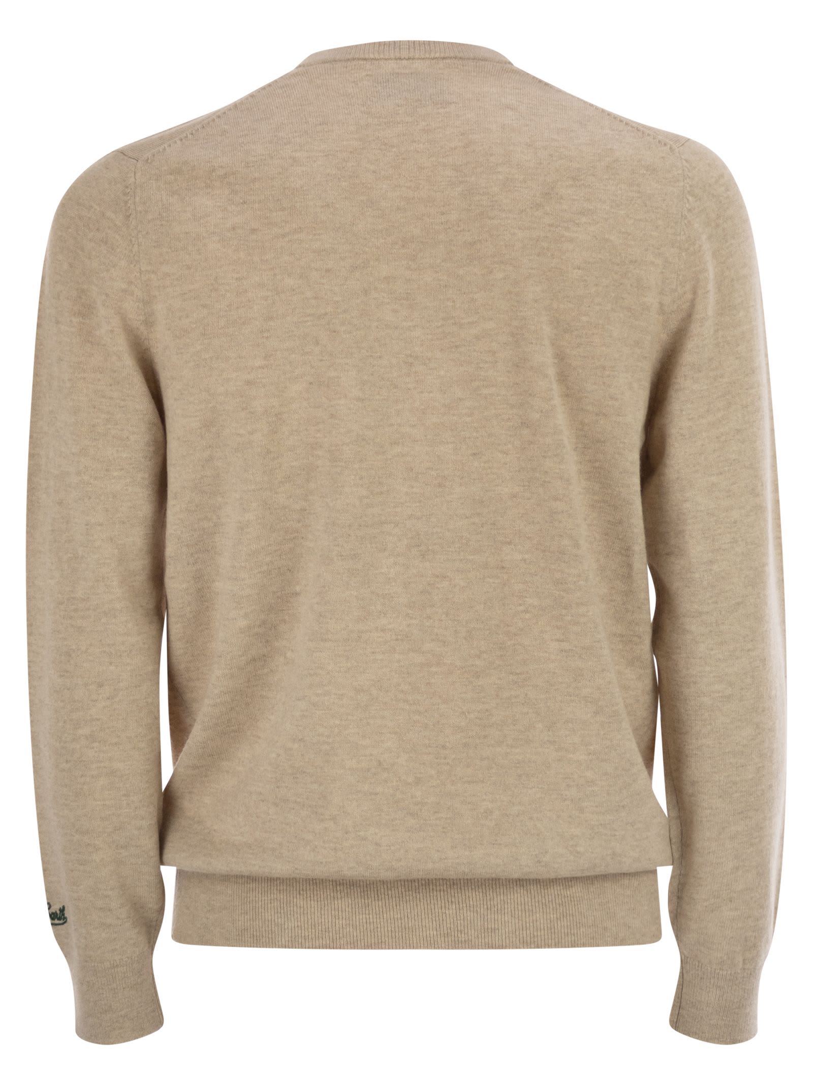 Mc2 Saint Barth Heron - Crew Neck Jumper With Embroidery On The Chest In Brown