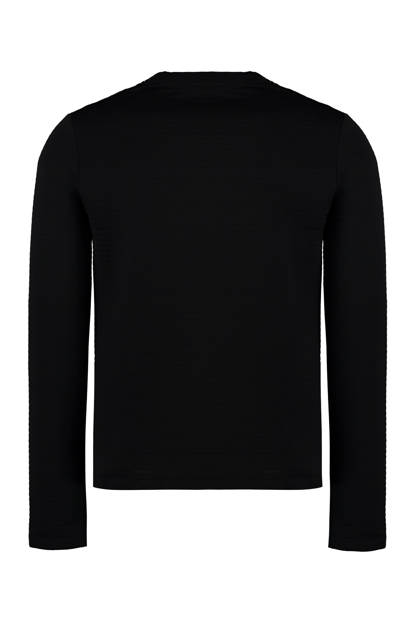 Jil Sander Slightly Cropped Long-sleeve Top With Subtle Texture In Black