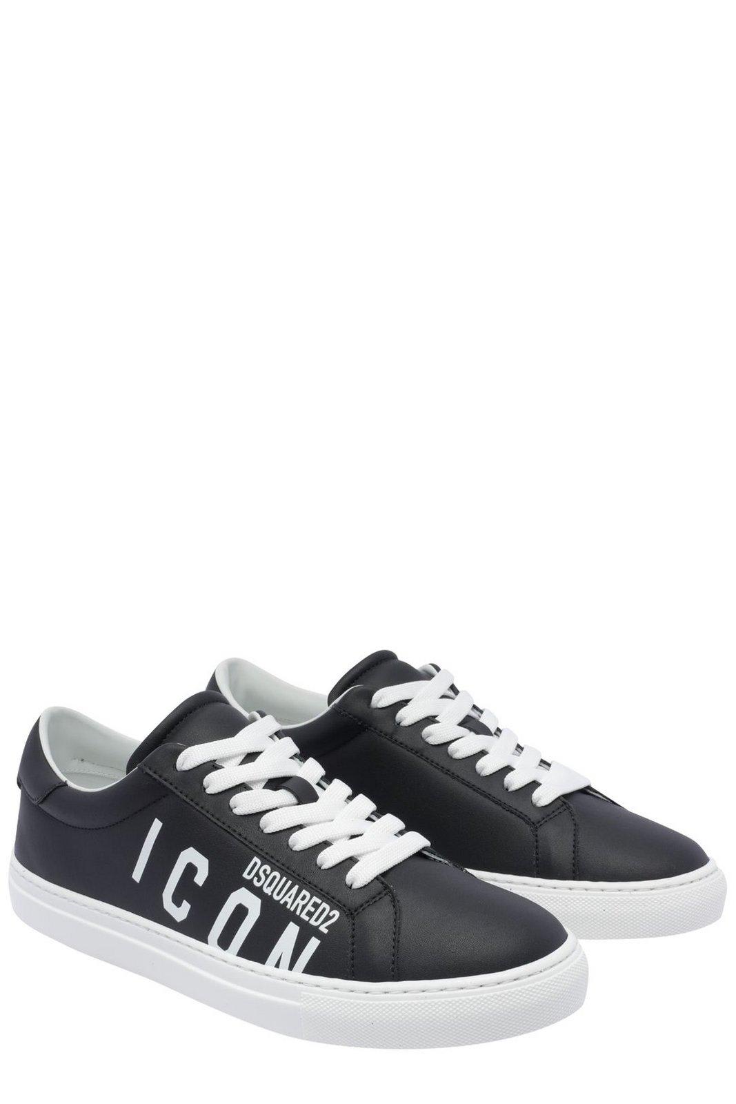 Shop Dsquared2 Logo Printed Cassetta Sneakers  In Black