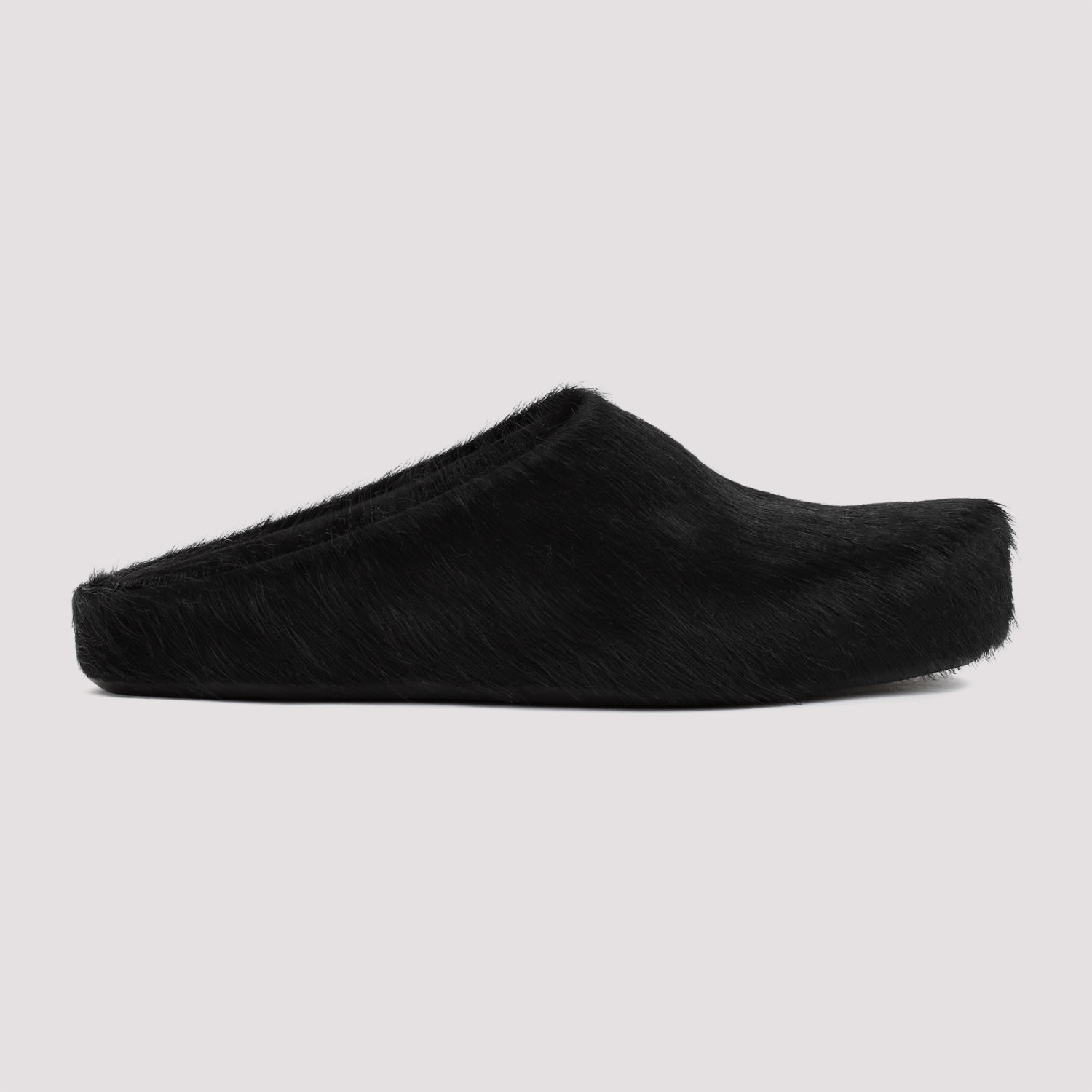 Marni Fussbett Calf-hair Leather Slippers In Black