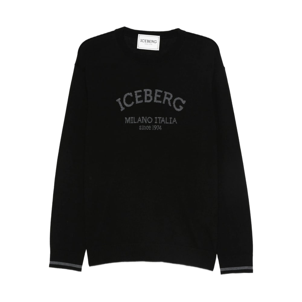 Iceberg Logo-embroidered Wool Sweater In Black