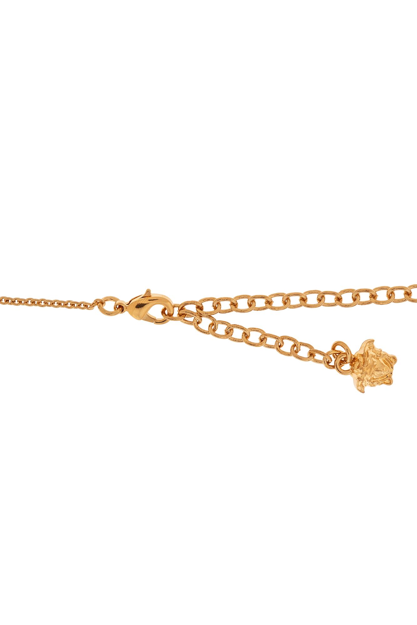 Shop Versace Pearl-embellished Necklace In Gold