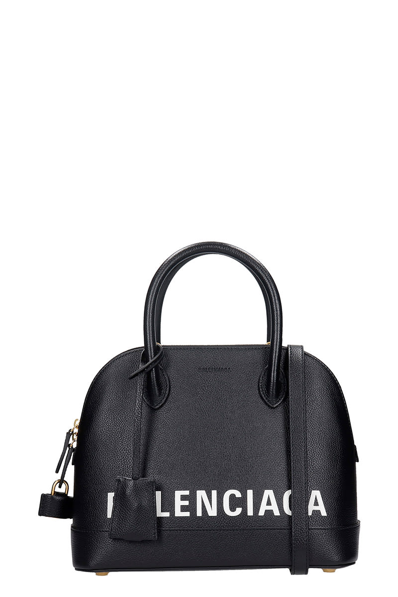 Balenciaga Ville Top Handl Hand Bag In Black Leather