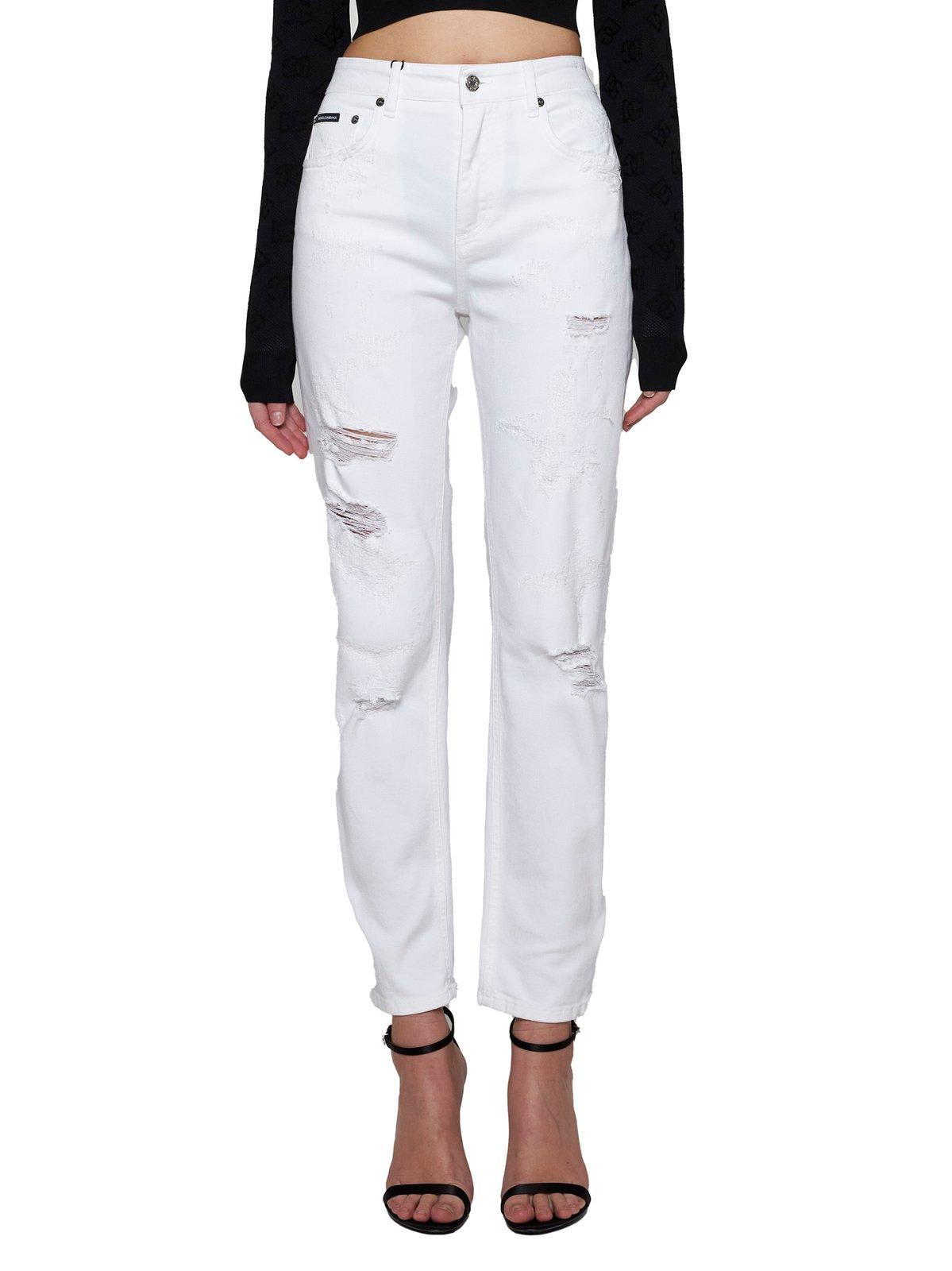 Shop Dolce & Gabbana Distressed Effect 5 Pockets Jeans In Variante Abbinata
