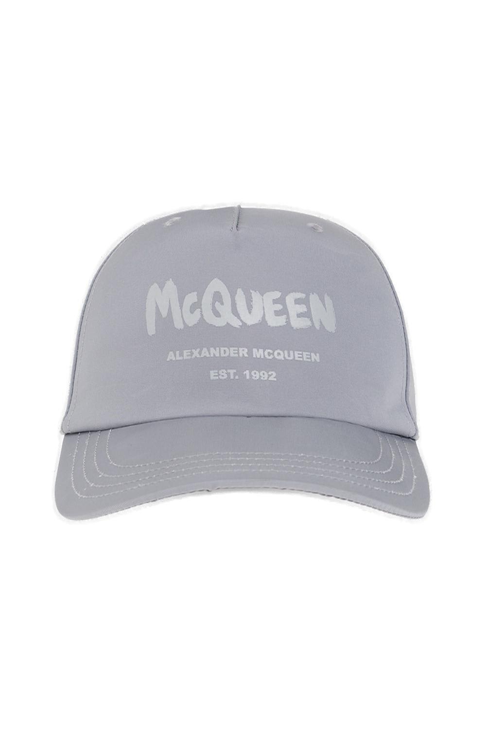 Shop Alexander Mcqueen Logo Printed Baseball Cap In Grey