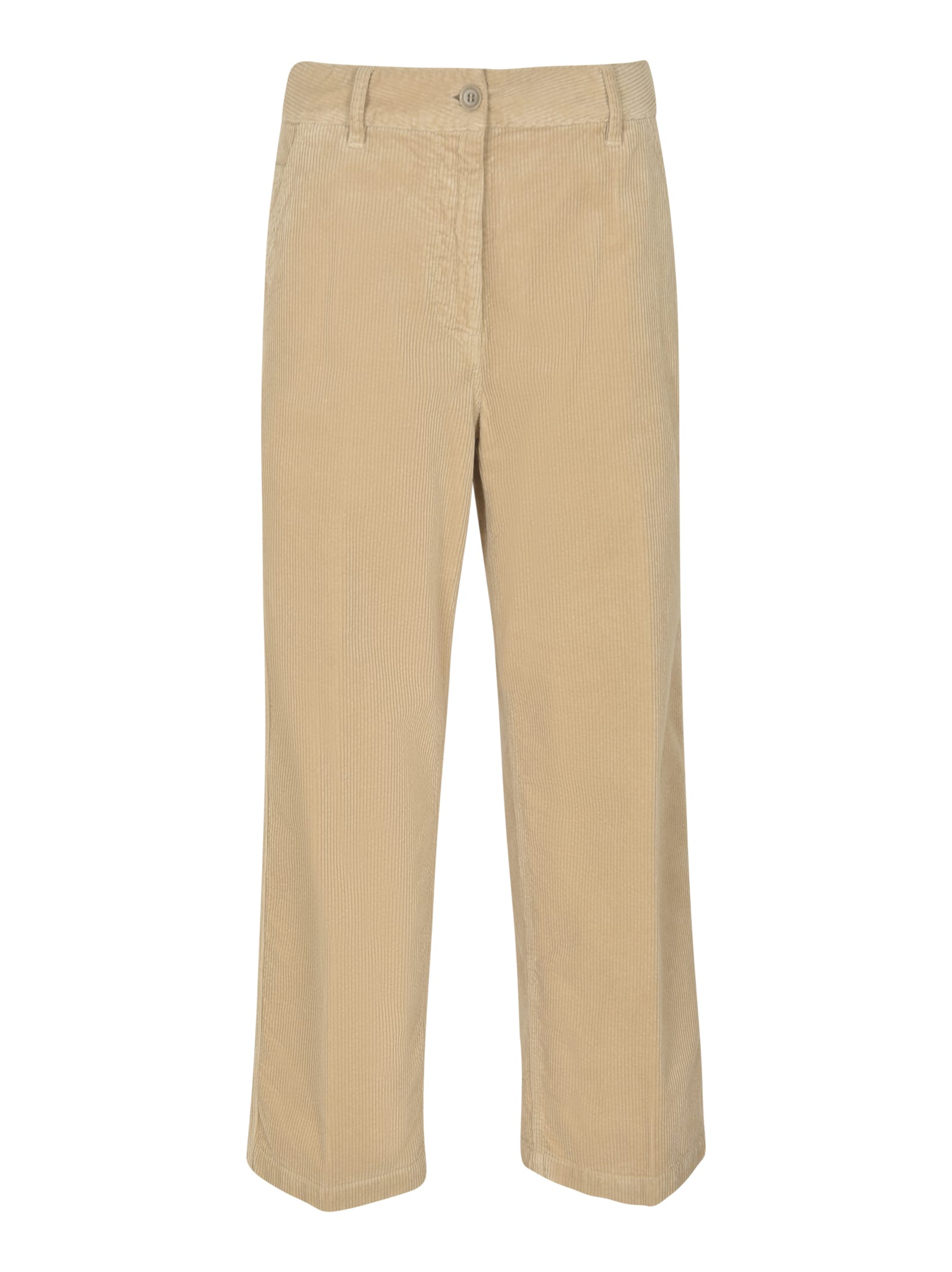 Straight Leg Plain Corduroy Trousers