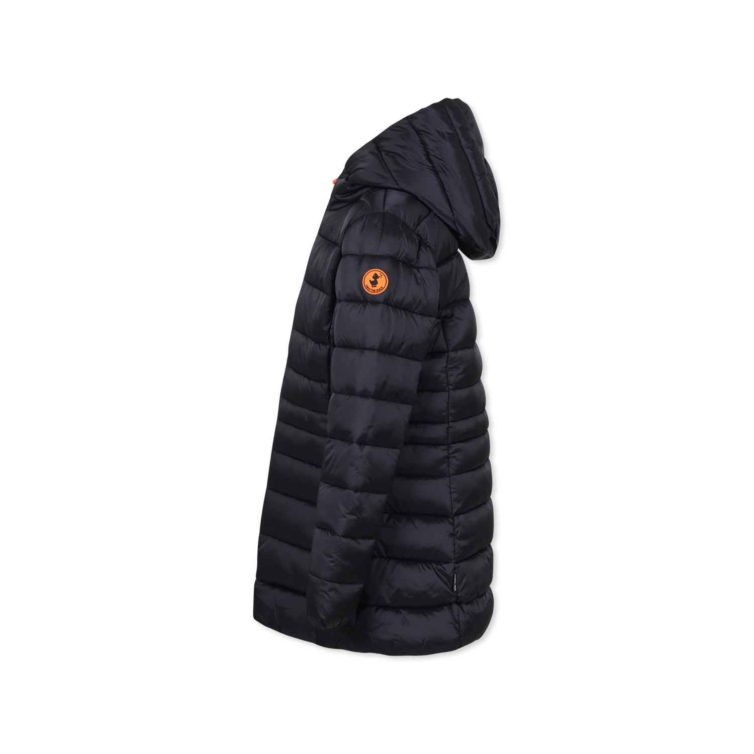 Save The Duck Black Down Jacket For Boy With Logo In Black
