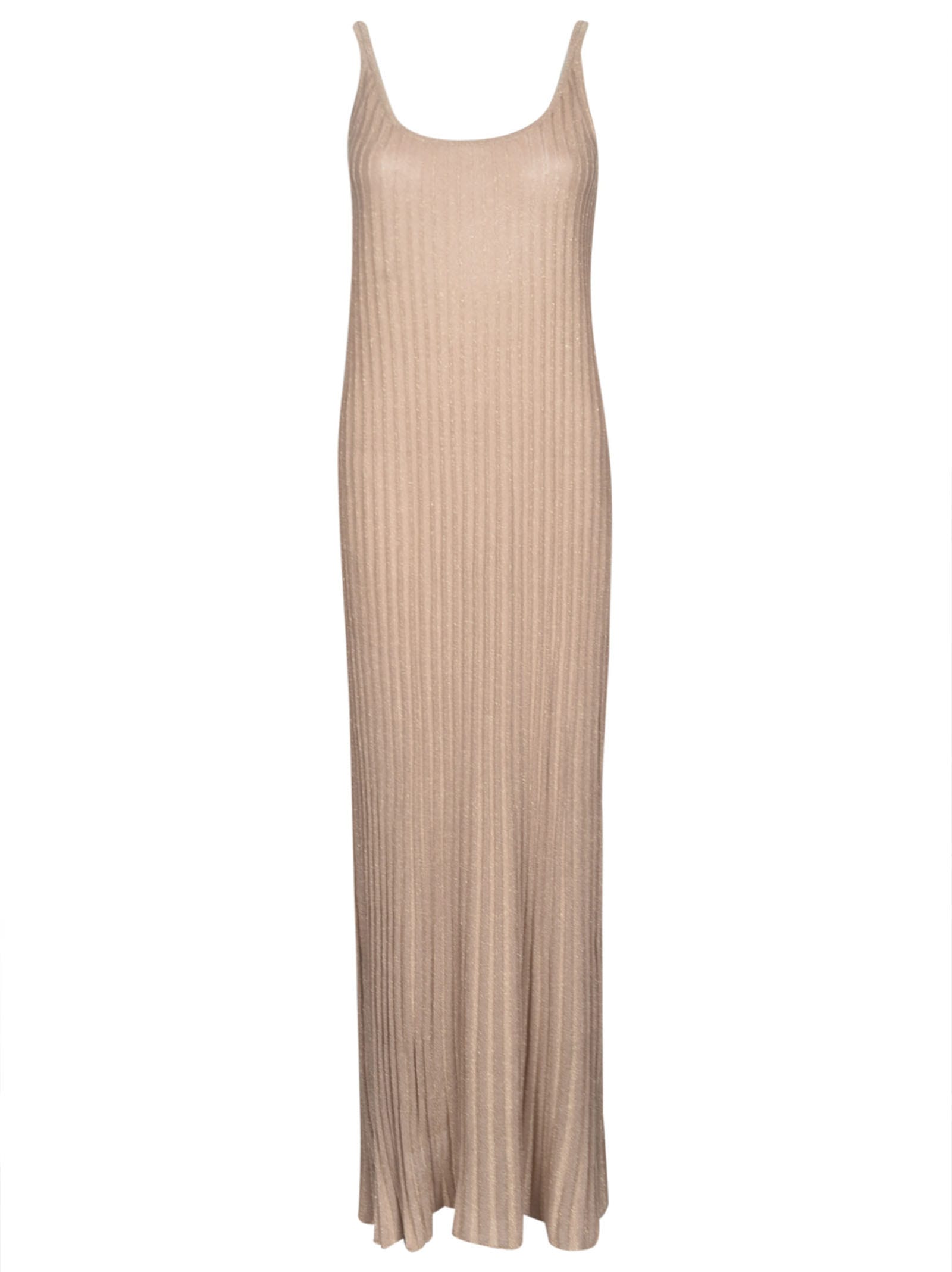 Shop Max Mara Pleated Sleeveless Dress In Gold