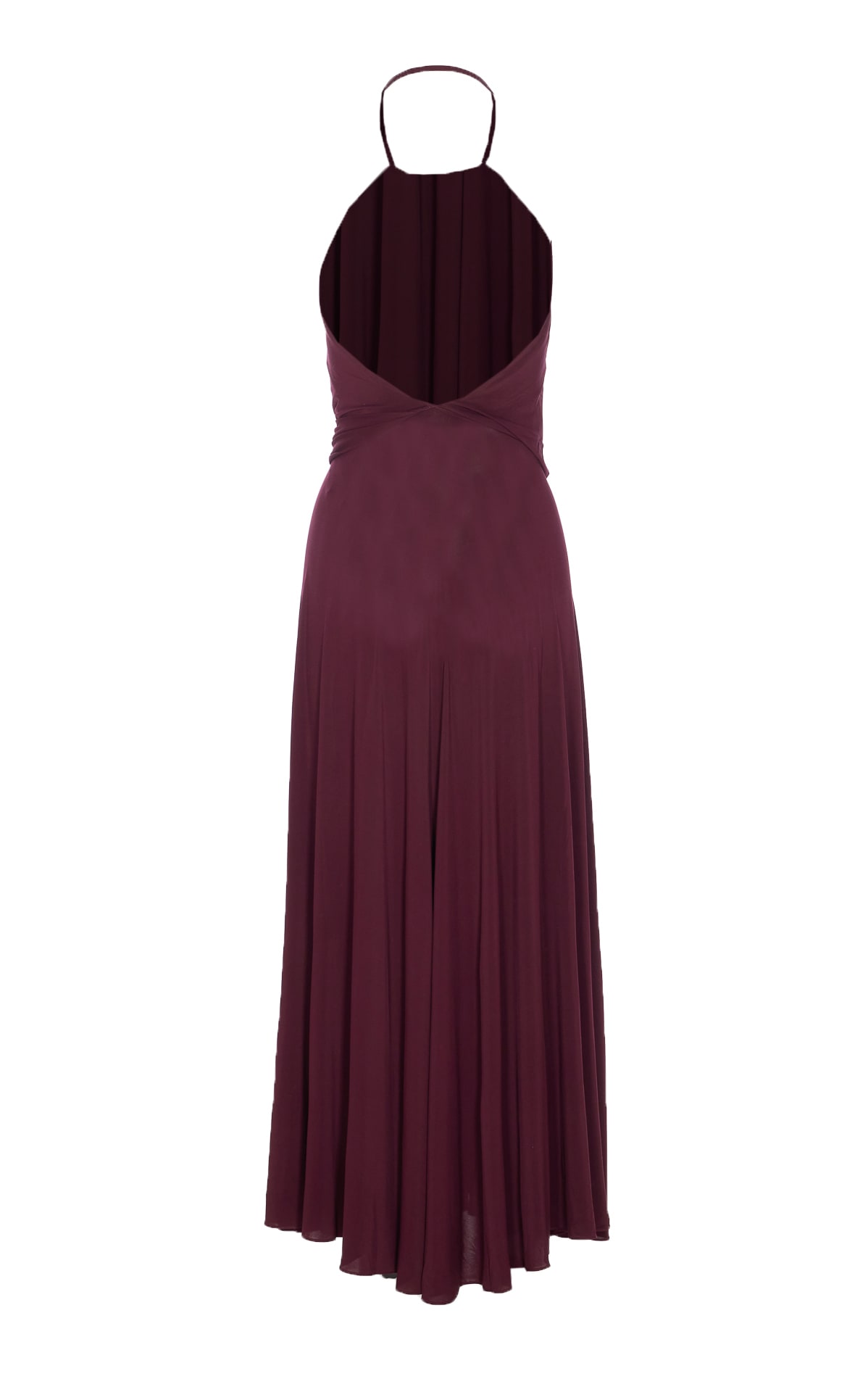 Alaïa Long Burgundy Draped Jersey Dress In Burgundy