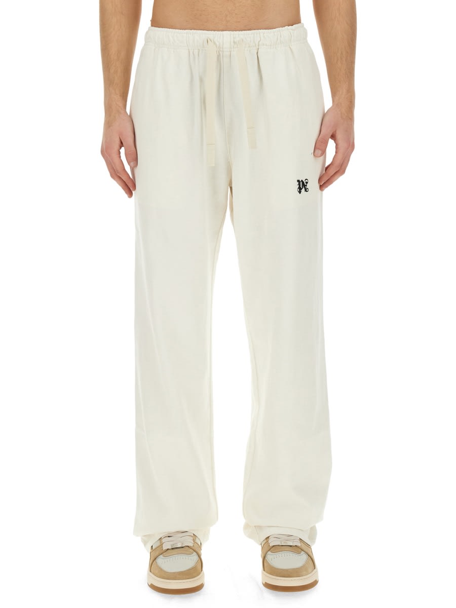 Palm Angels Pants With Logo In White