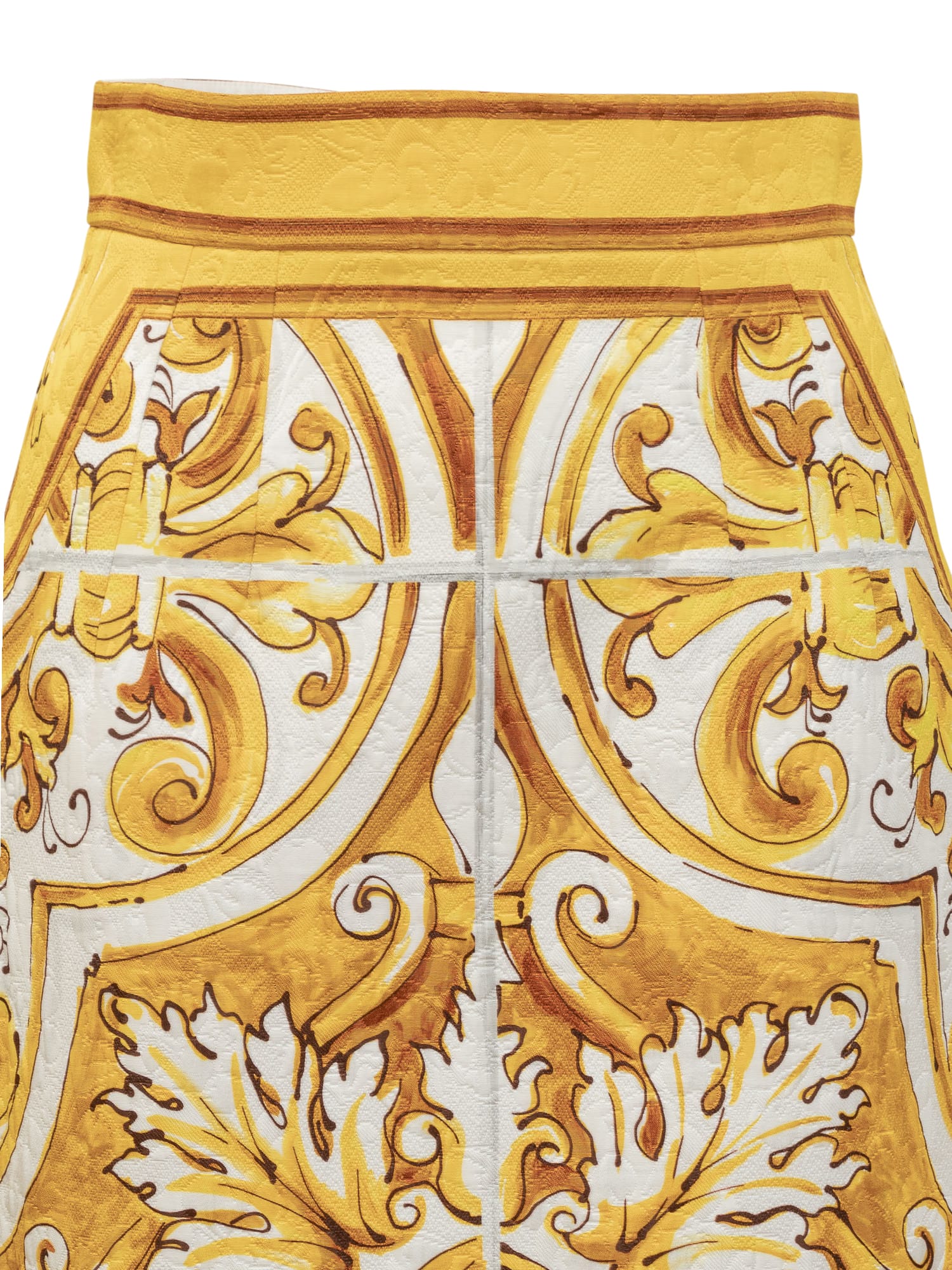 Shop Dolce & Gabbana Maiolica Brocade Skirt In Yellow