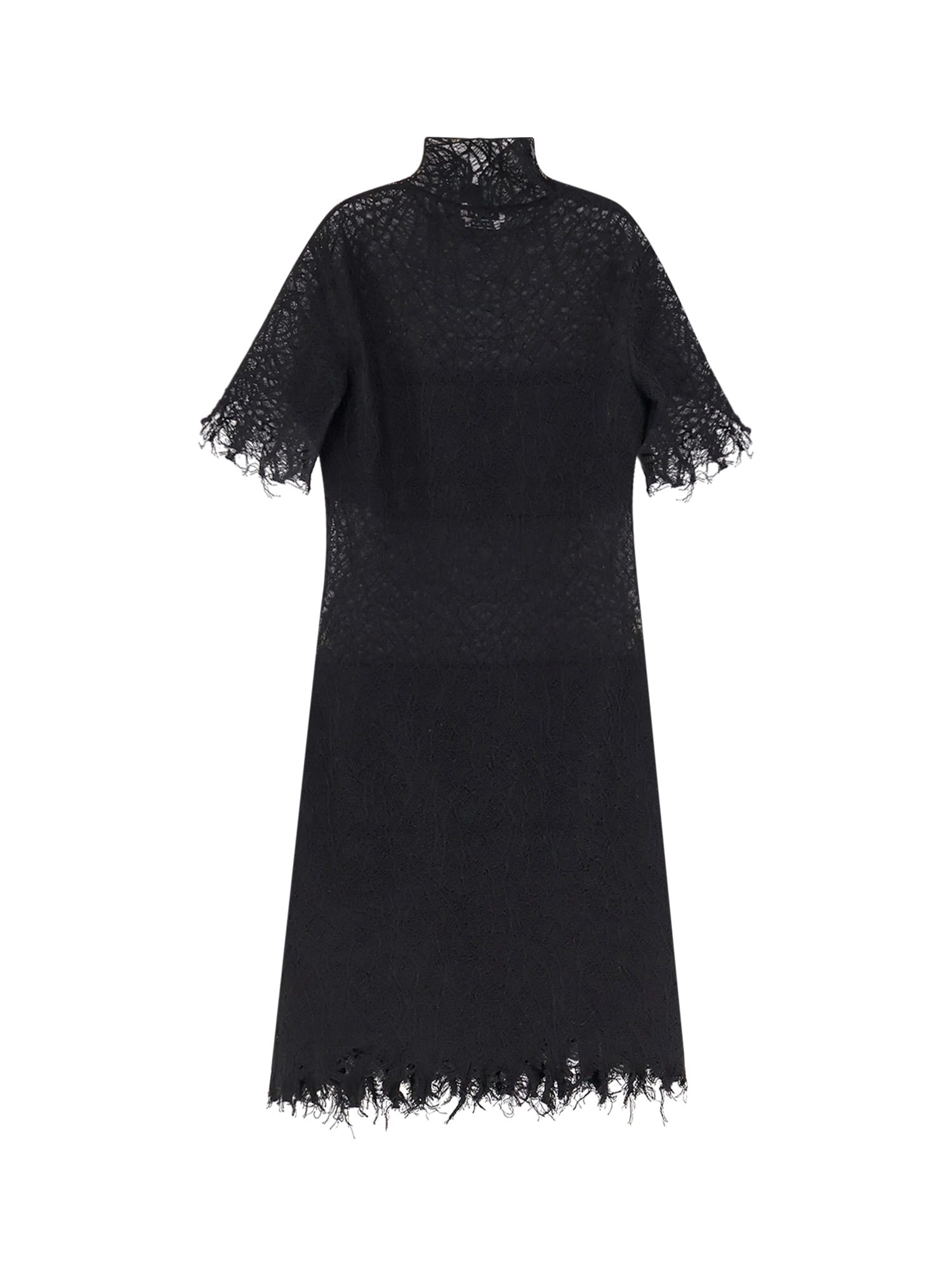 Alexander Mcqueen Lace Dress With Cotton Inserts And Organic Silk In Black