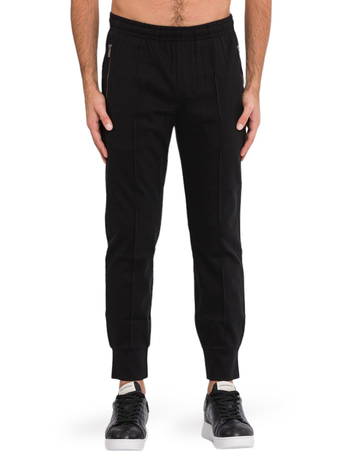 Shop Emporio Armani Mid-rise Slim-fit Track Pants In Black