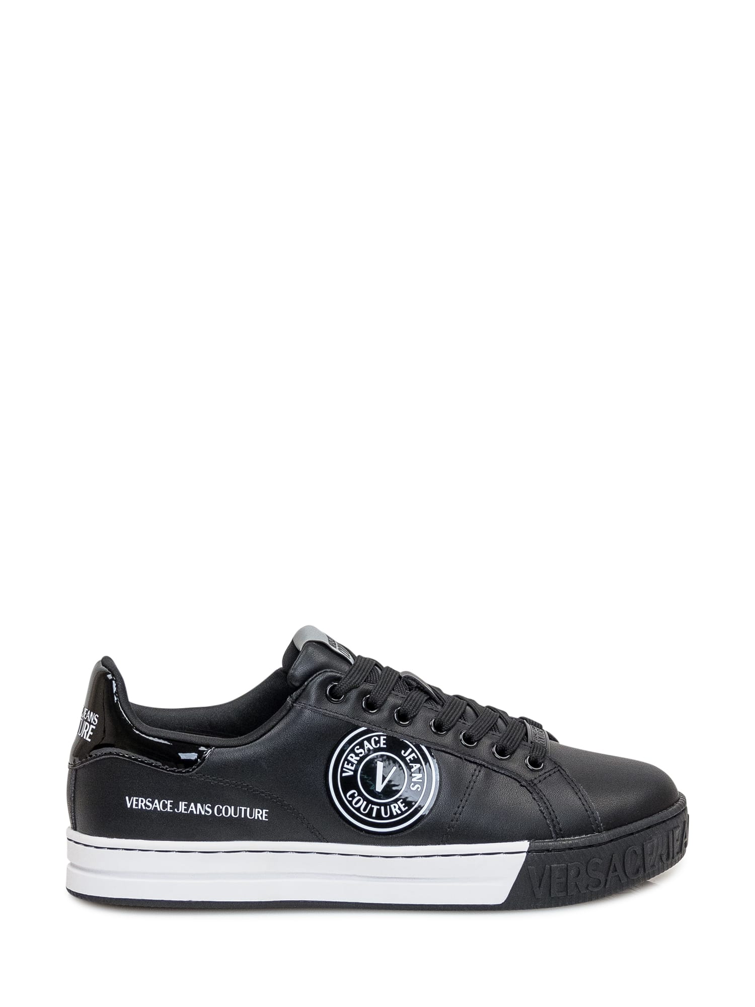 Shop Versace Jeans Couture Court 88 V-emblem Sneaker In Black