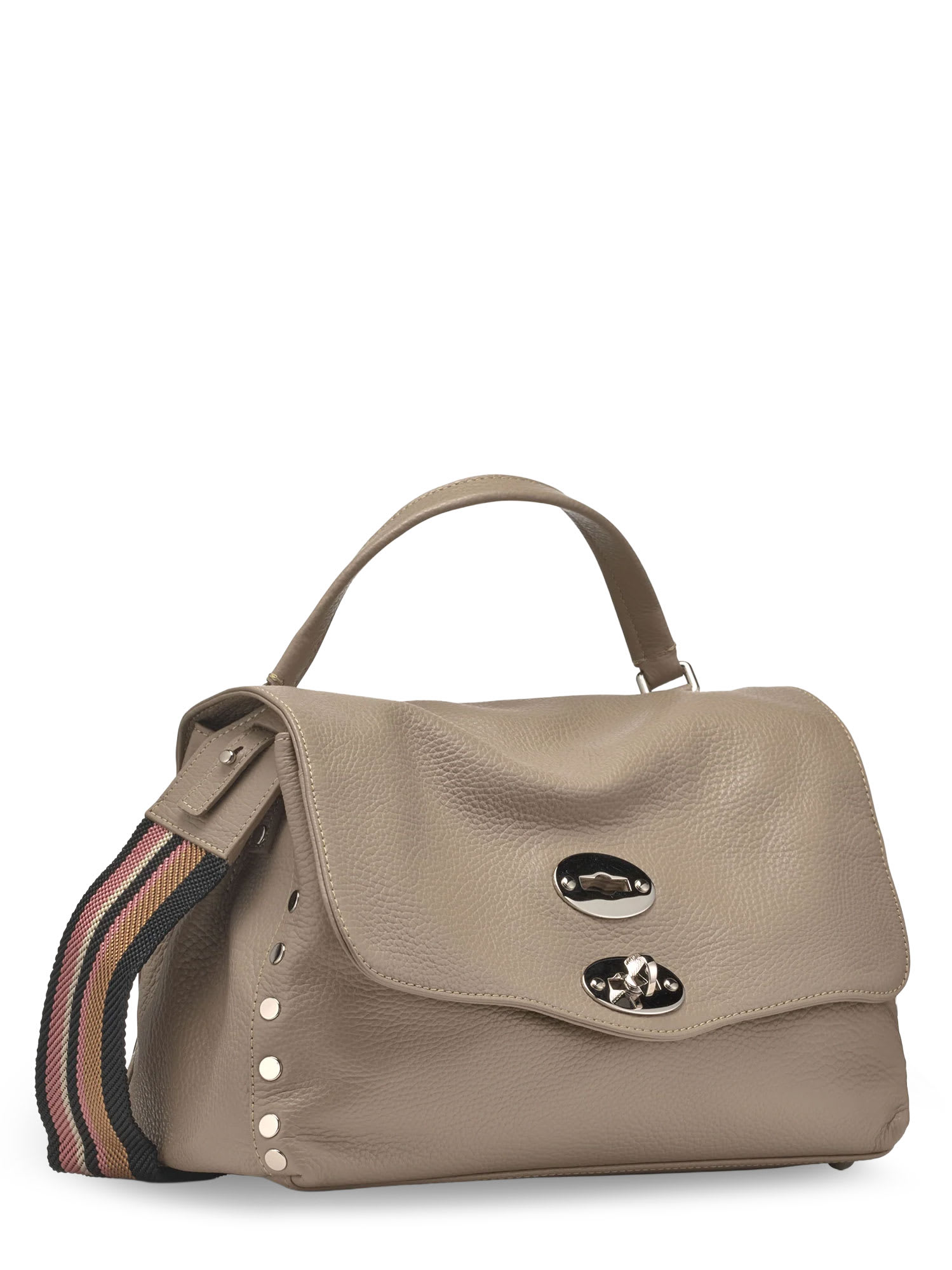 Zanellato Postina S Leather Crossbody Bag With Double Shoulder Strap In Gray