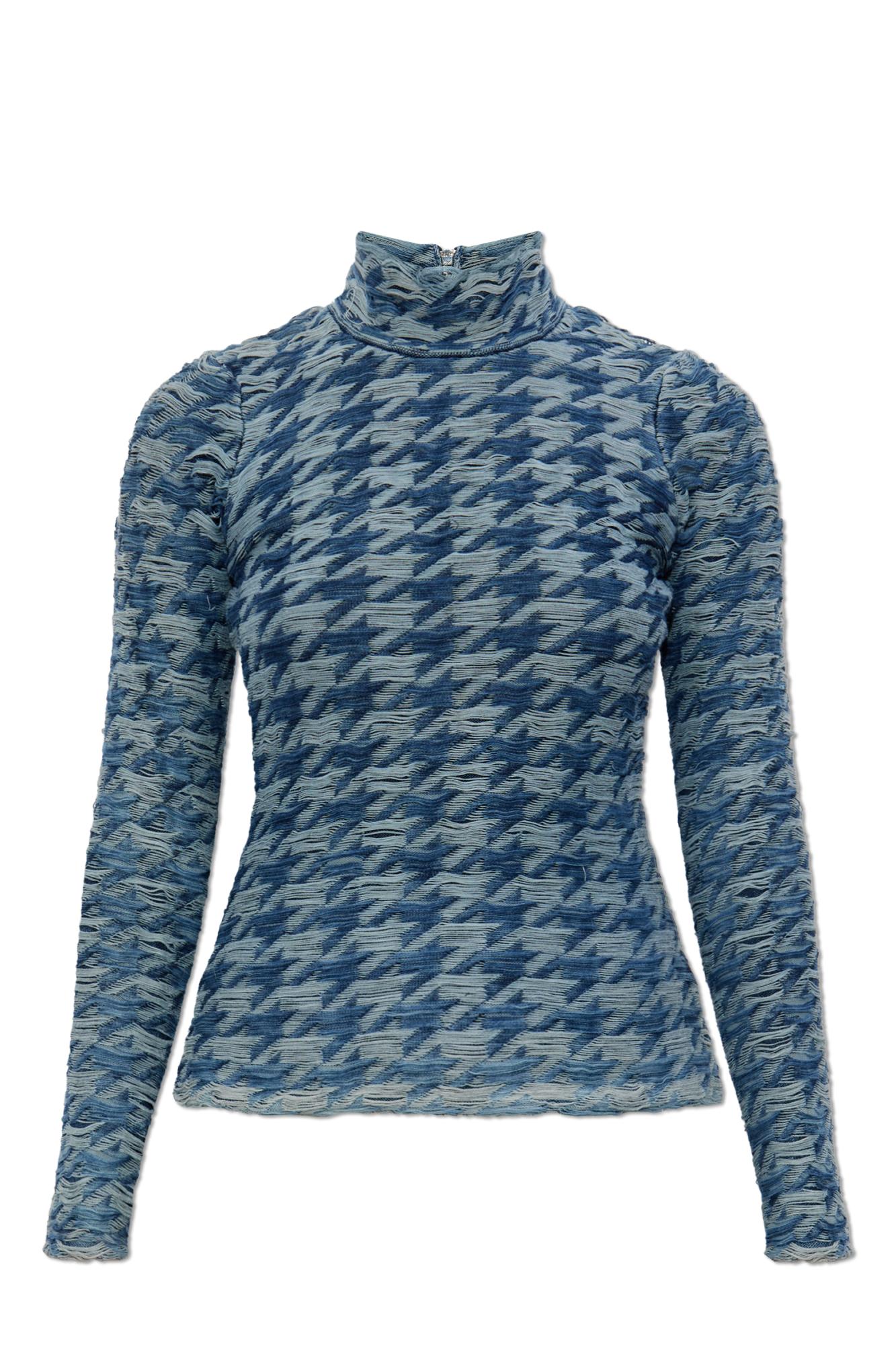 Diesel Knitwear Long Sleeve High Neck Denim Style In Blue