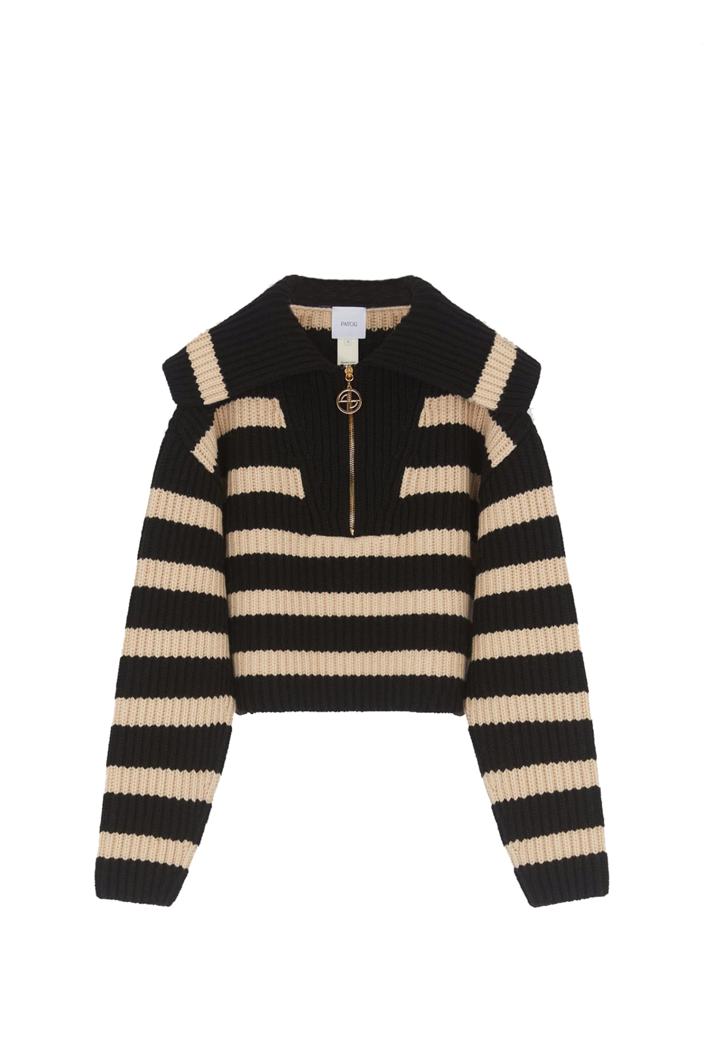 PATOU STRIPED SWEATER IN RIBBED WOOL WITH ZIP