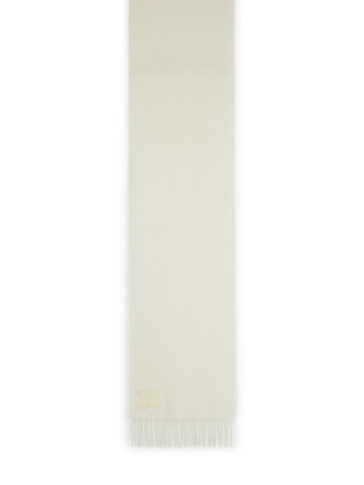 Max Mara Wsdalia Optical White Cashmere Scarf In White