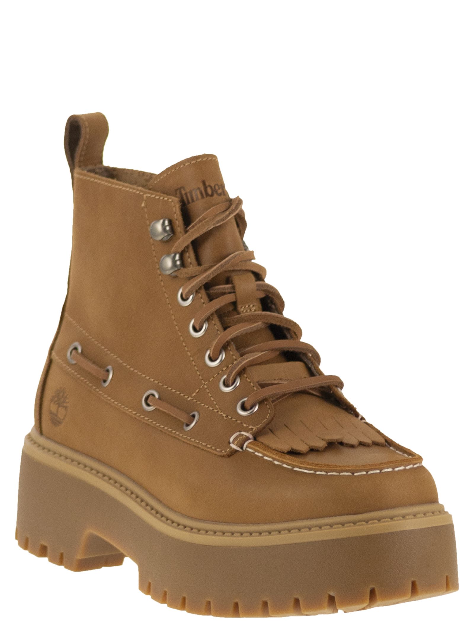 Timberland Women's Stone Street Mid Lace-up Waterproof Boot In Wheat Nubuck, Women's At Urban Outfitters In Yellow