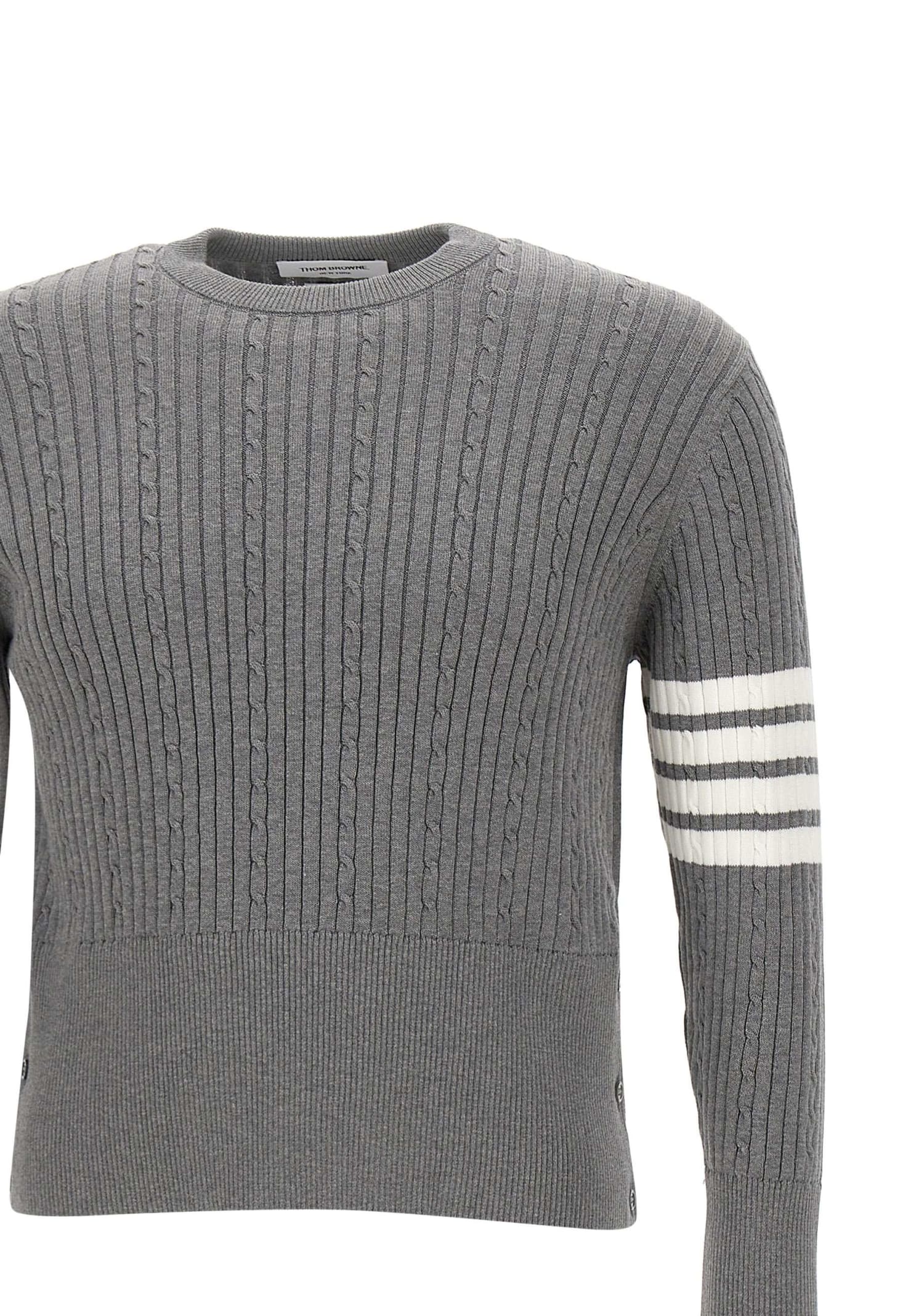 THOM BROWNE BABY CABLE RIB STITCH COTTON PULLOVER